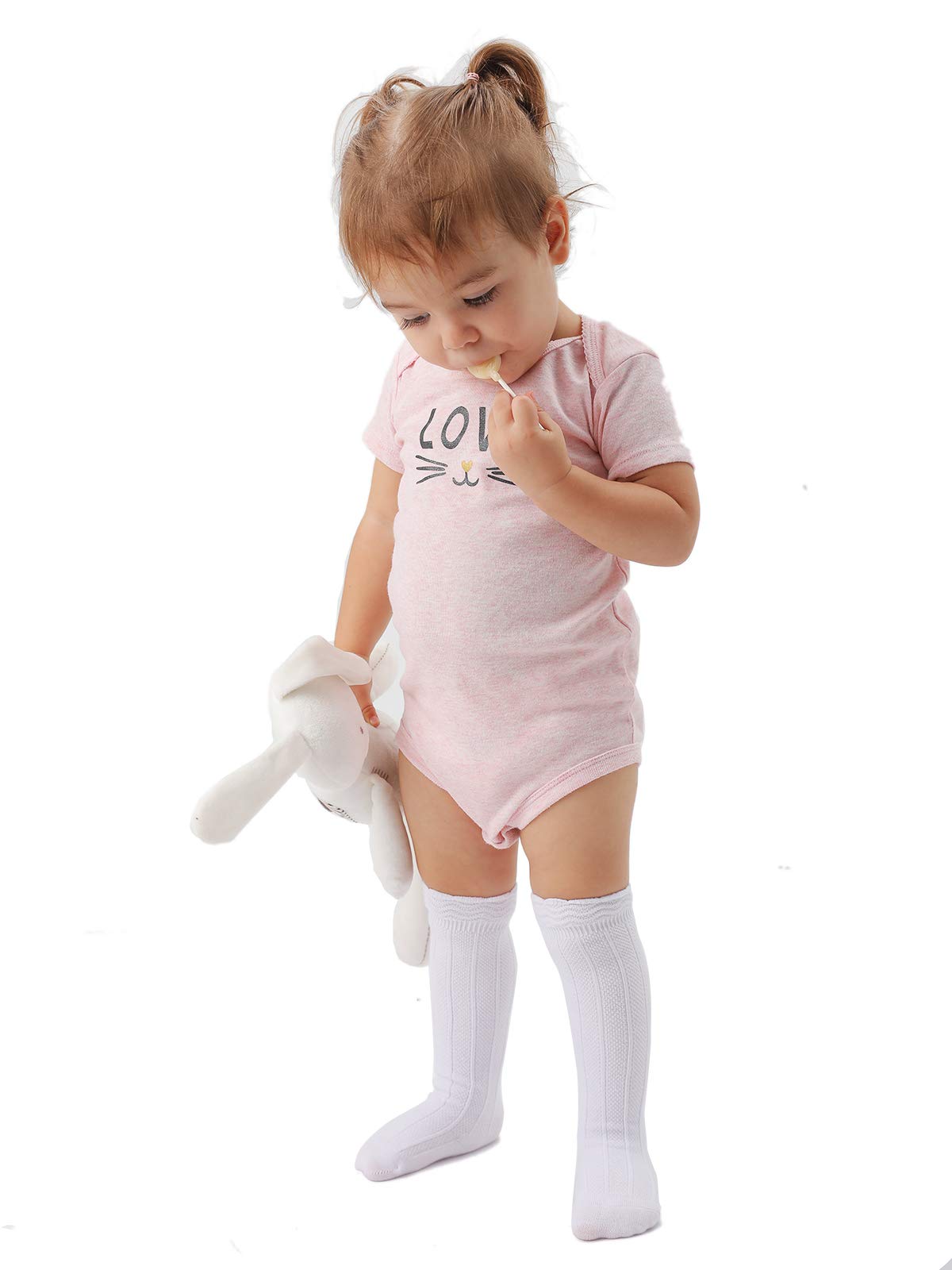 EPEIUS Baby Girls & Boys Knee High Socks - Uniform Tube Ruffled Stockings for Infants & Toddlers (3/5 Pack) - Perfect for School, Dance, Party & Daily Wear