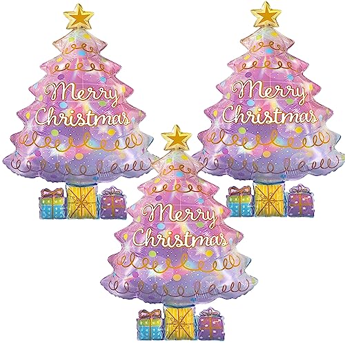 Pink Christmas Tree Foil Balloons
