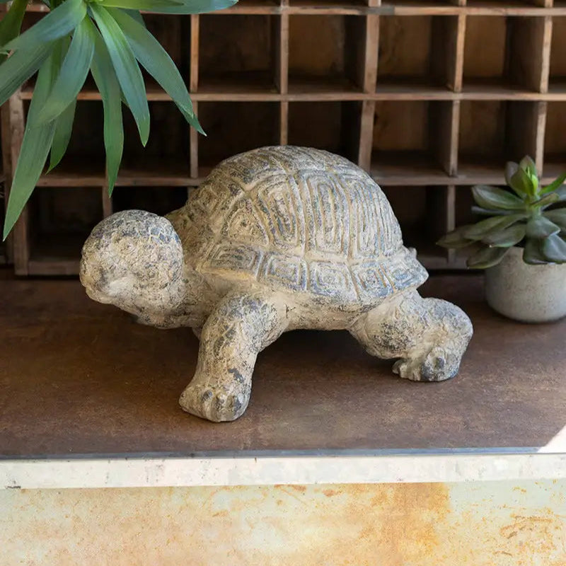 Faux Concrete Turtle Statue - Handmade Garden Decor for Outdoor & Indoor Use - Perfect for Patio, Yard, and Home Décor