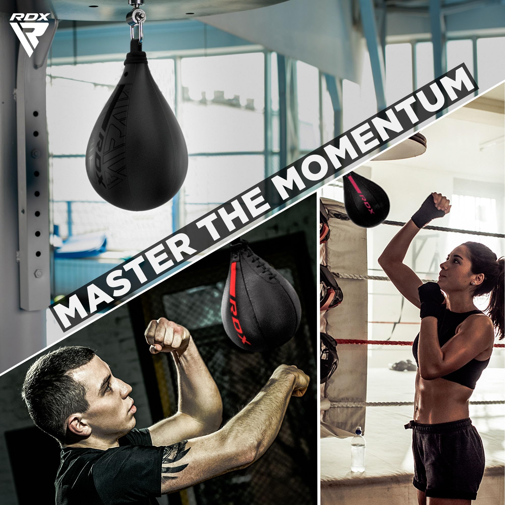 RDX Speed Bag Boxing Ball and Swivel Set - Premium Maya Hide Leather Punching Bag with Extra Bladder for MMA, Muay Thai, Boxing Training | Home Gym Equipment for Cardio & Martial Arts Workout | Perfect for Boxing Drills, Fitness Routines & Combat Sports Practice