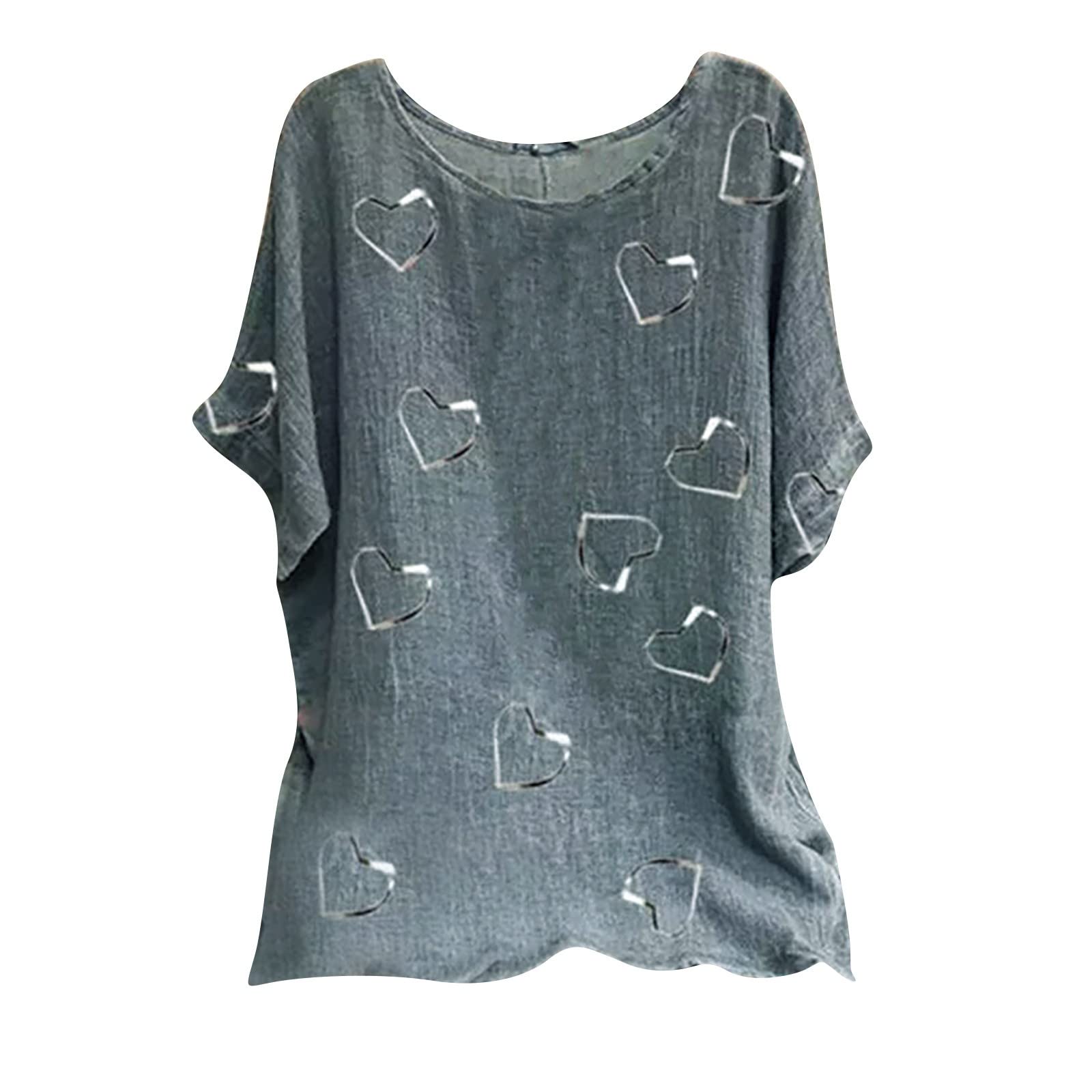Women's Floral Print Batwing Sleeve Cotton Tunic Top - Loose Fit Round Neck Casual Blouse for Spring/Summer, Work, Date Night & Weekend Outings