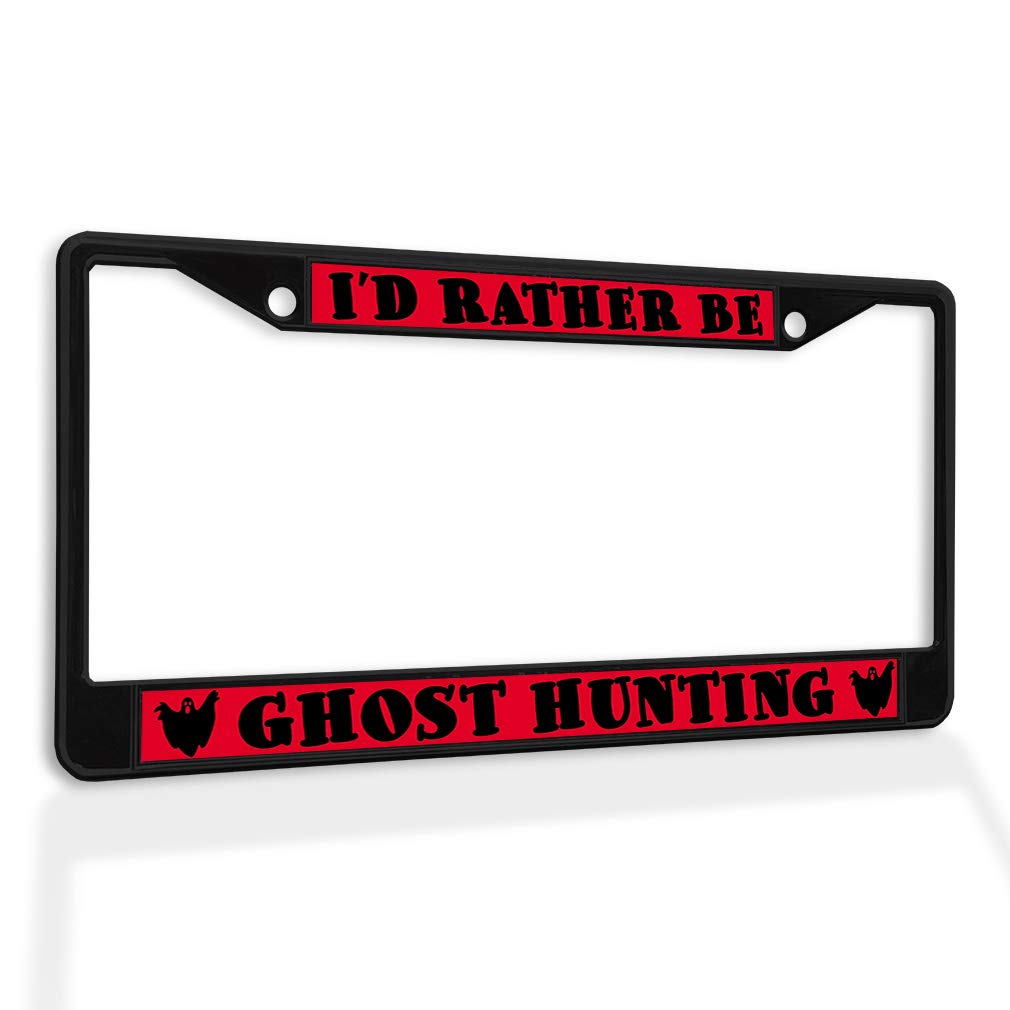 Premium Metal Insert License Plate Frame - Weatherproof & Durable Car Accessory (Black, 2 Holes) - Perfect for Ghost Hunting Enthusiasts & Outdoor Adventures