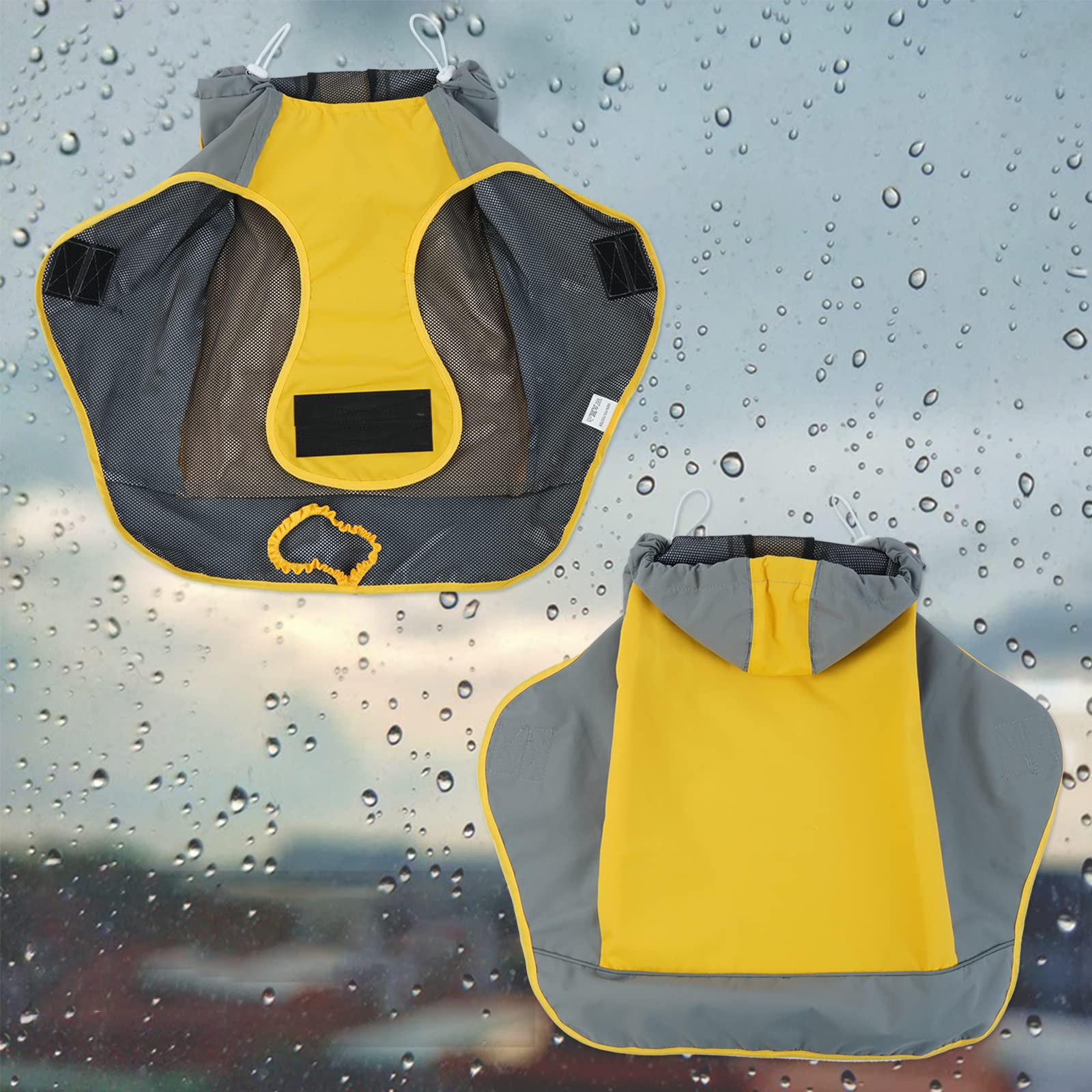 IECOii Waterproof Dog Raincoat with Hood & Reflective Stripes - Adjustable Lightweight Dog Rain Jacket with Magic Sticker for Medium & Large Dogs - Perfect for Walking in Rainy Weather & Nighttime Visibility