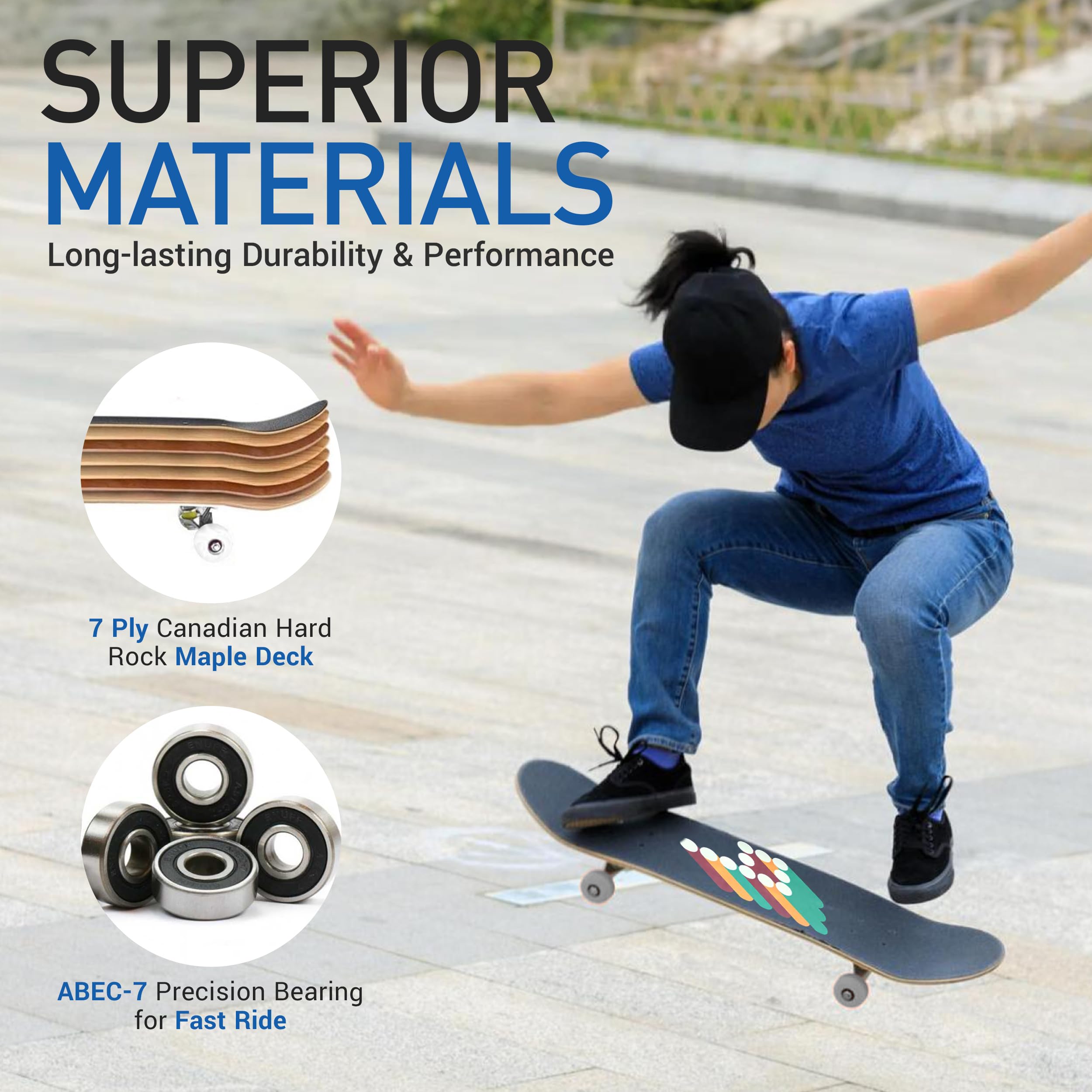Braille Complete Skateboard for Adults & Teens - 31.5
