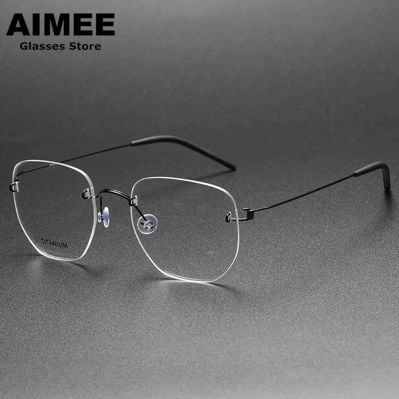 Stylish Aimee Women's Rimless Polygon Screwless Titanium Eyeglasses Frame 942358 - Lightweight & Durable for Work, Reading & Fashion