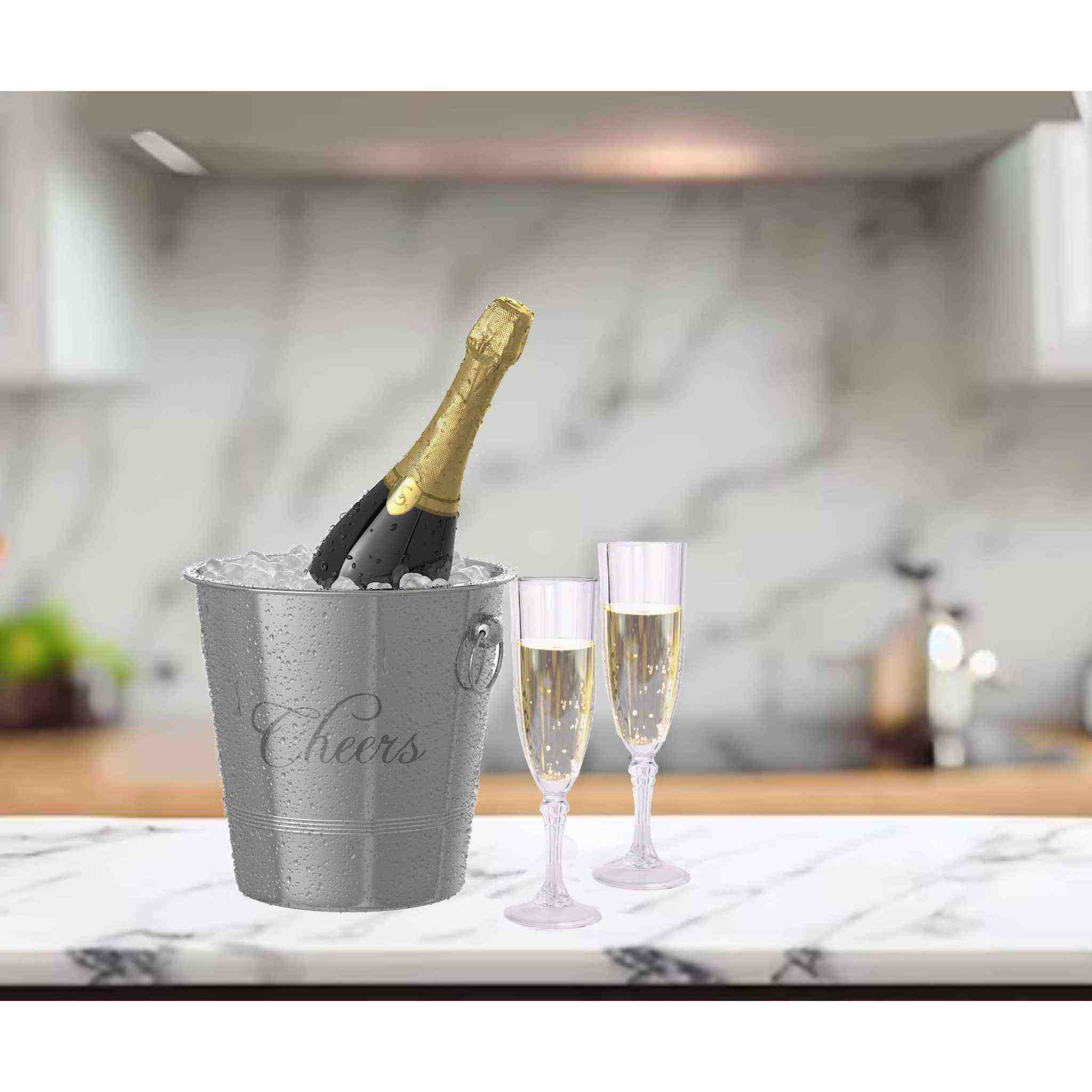 4 Pack 8 oz Clear Plastic Champagne Flutes with Crystal-Like Stem - Elegant & Shatterproof for Weddings, Parties, and Special Events