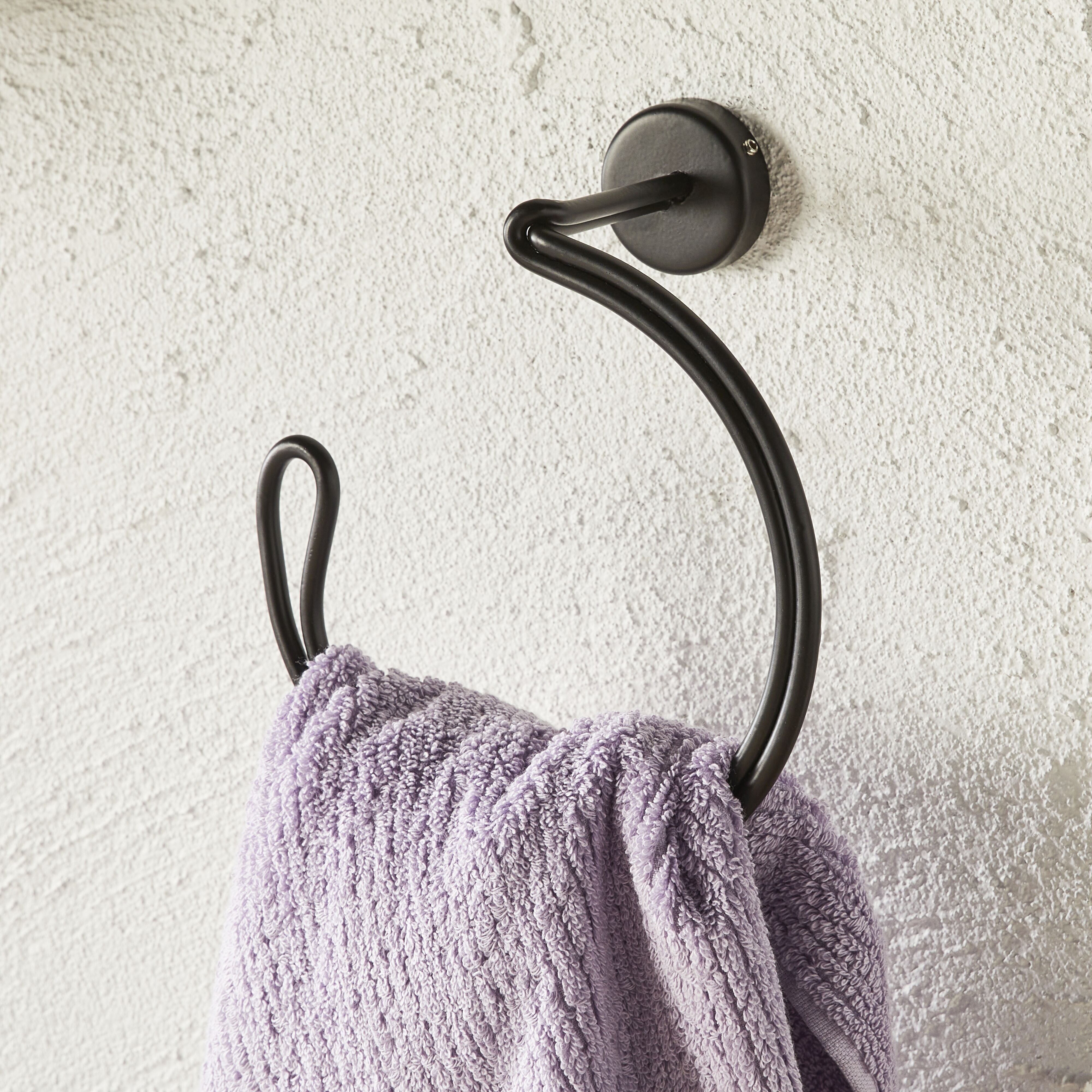 Amery Matte Black Guest Towel Ring - Elegant Bathroom Accessory for Powder Rooms, Guest Baths & Luxury Hotels