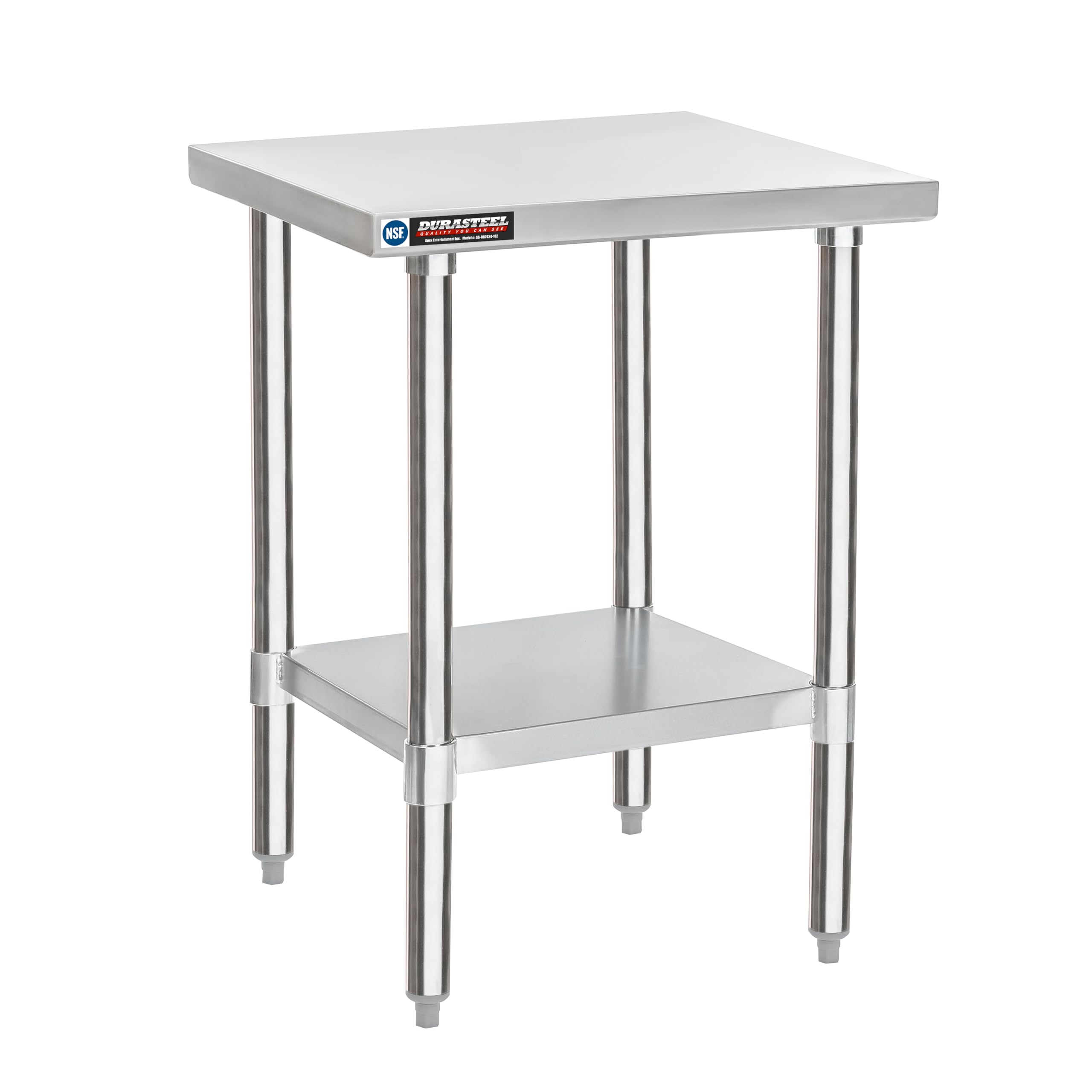 DuraSteel 24x24 Stainless Steel Prep Table - NSF Certified Commercial Outdoor Grill Table with Under Shelf - Heavy Duty Metal Workbench for Kitchen, Laundry Room & Small Spaces - Perfect for Food Prep, BBQ Cooking & Home Organization