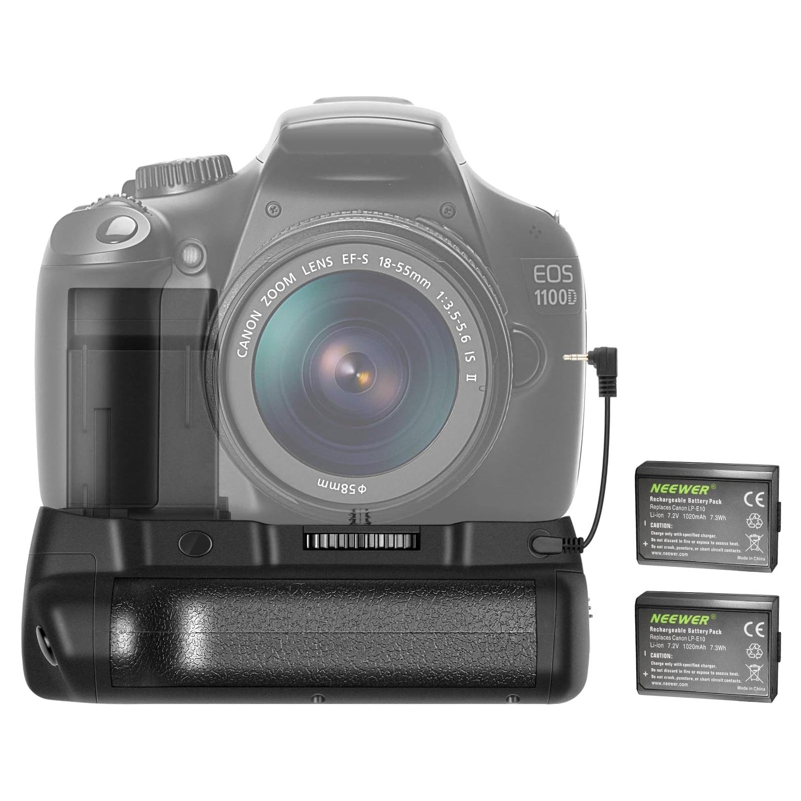 NEEWER Battery Grip for Canon EOS 1100D 1200D Rebel T3 T5 T6 - Extended Shooting & Vertical Control for DSLR Photography & Videography