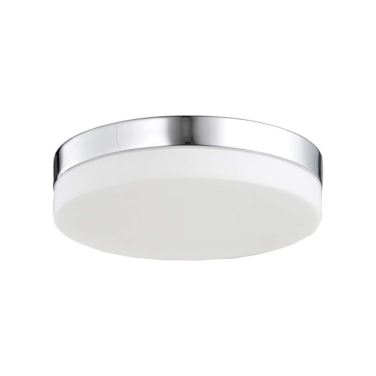 1 Light Flush Mount Ceiling Fixture with Polished Chrome Finish, Integrated LED Bulb (6 Inch, 8 Watts) - Perfect for Bedroom, Kitchen, Hallway & Small Space Lighting