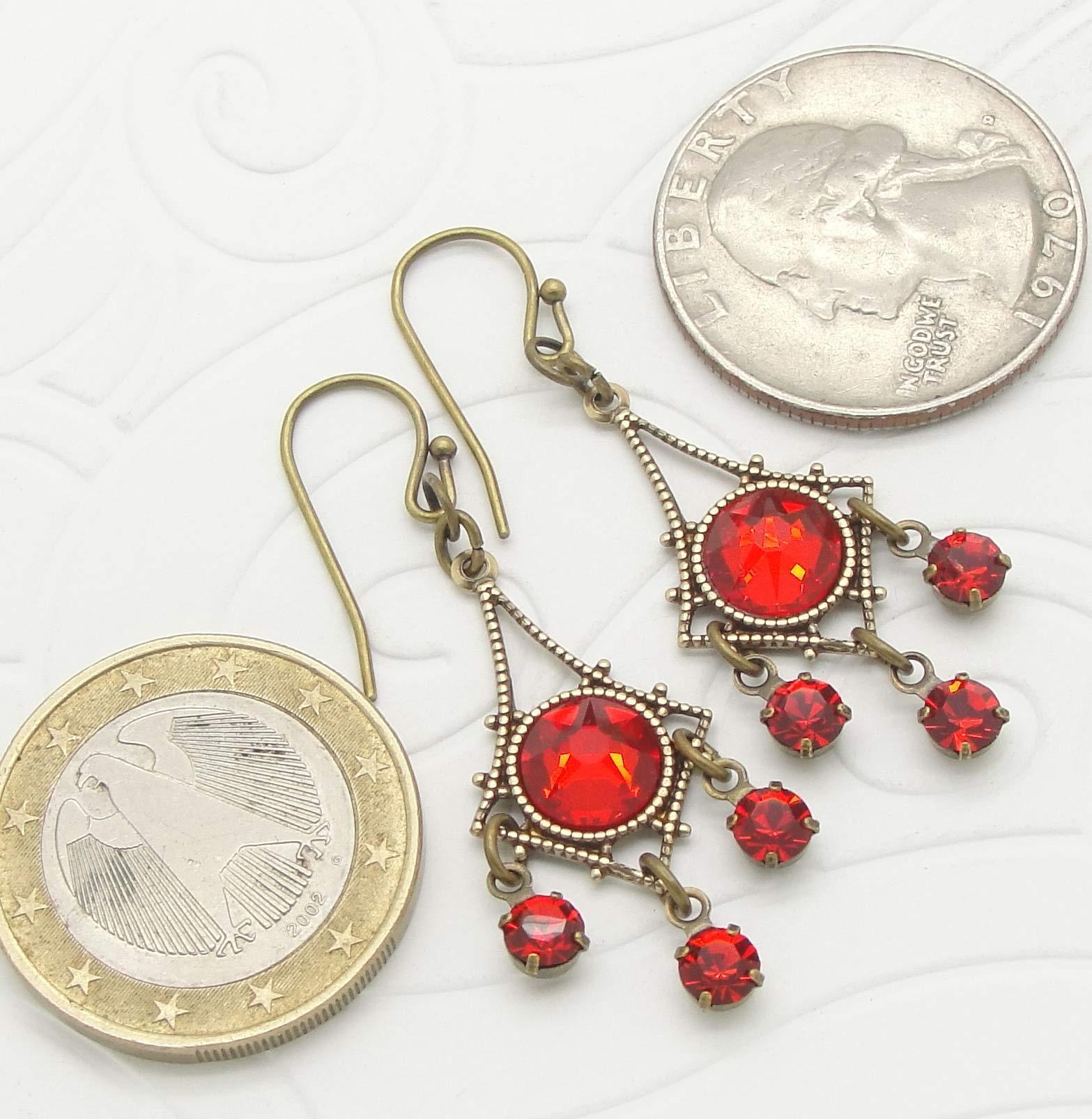 Sparkling Red Chandelier Earrings - Manmade Crystal Dangle Earrings for Women | Perfect for Parties, Weddings & Evening Events