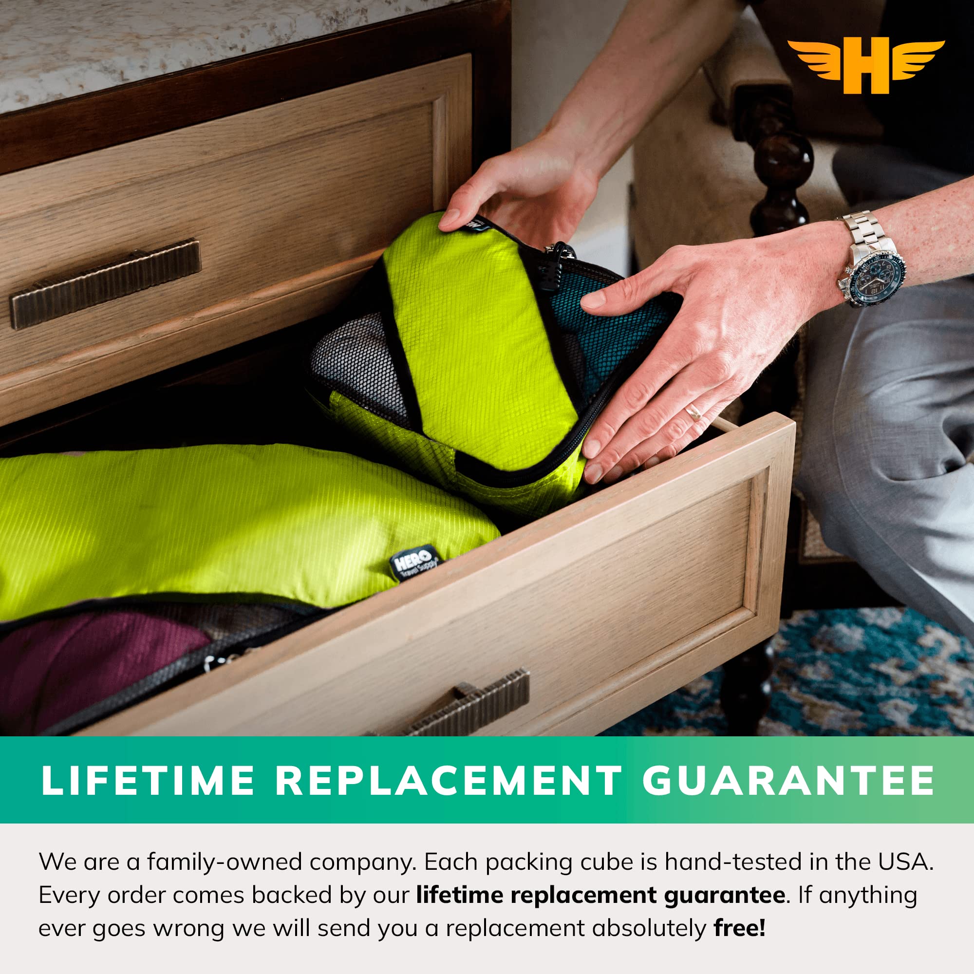HERO Packing Cubes Set of 5 - Premium Travel Luggage Organizers with 2 Laundry Bags for Suitcases - Perfect for Business Trips, Vacations & Weekend Getaways