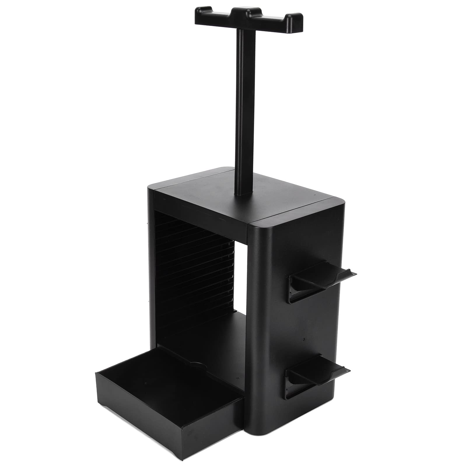 Multi-Functional Game Storage Tower Stand for PS5, Xbox & Nintendo Switch - Organize Gaming Disks, Controllers & Headsets - Compact Black Gaming Shelf for Living Room & Game Room