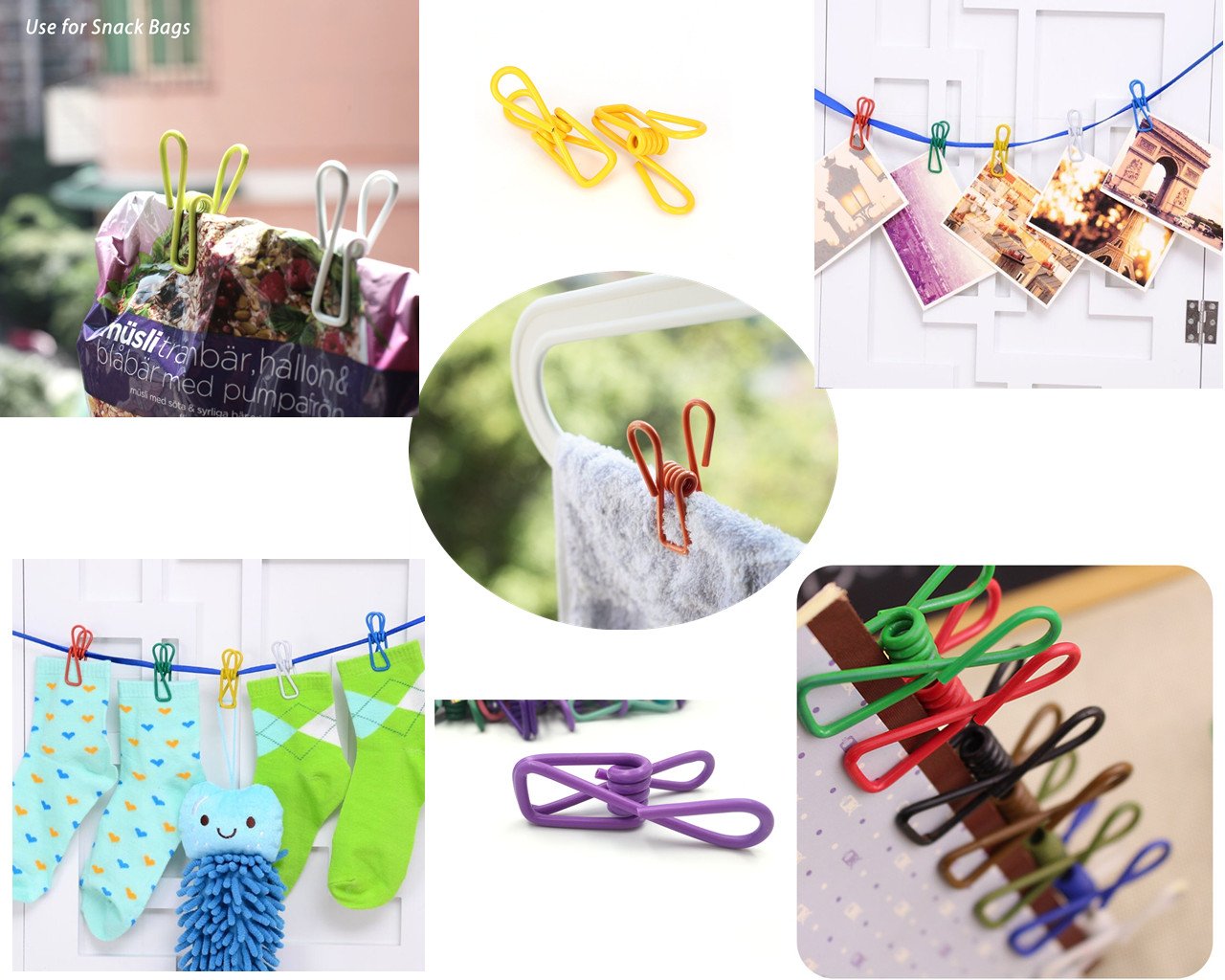 30-Pack 2 Inch Colorful PVC Coated Chip Clips - High Elasticity Strong Clothes Pins, Food Bag Clips for Kitchen, Laundry & Storage Organization (10 Random Colors)