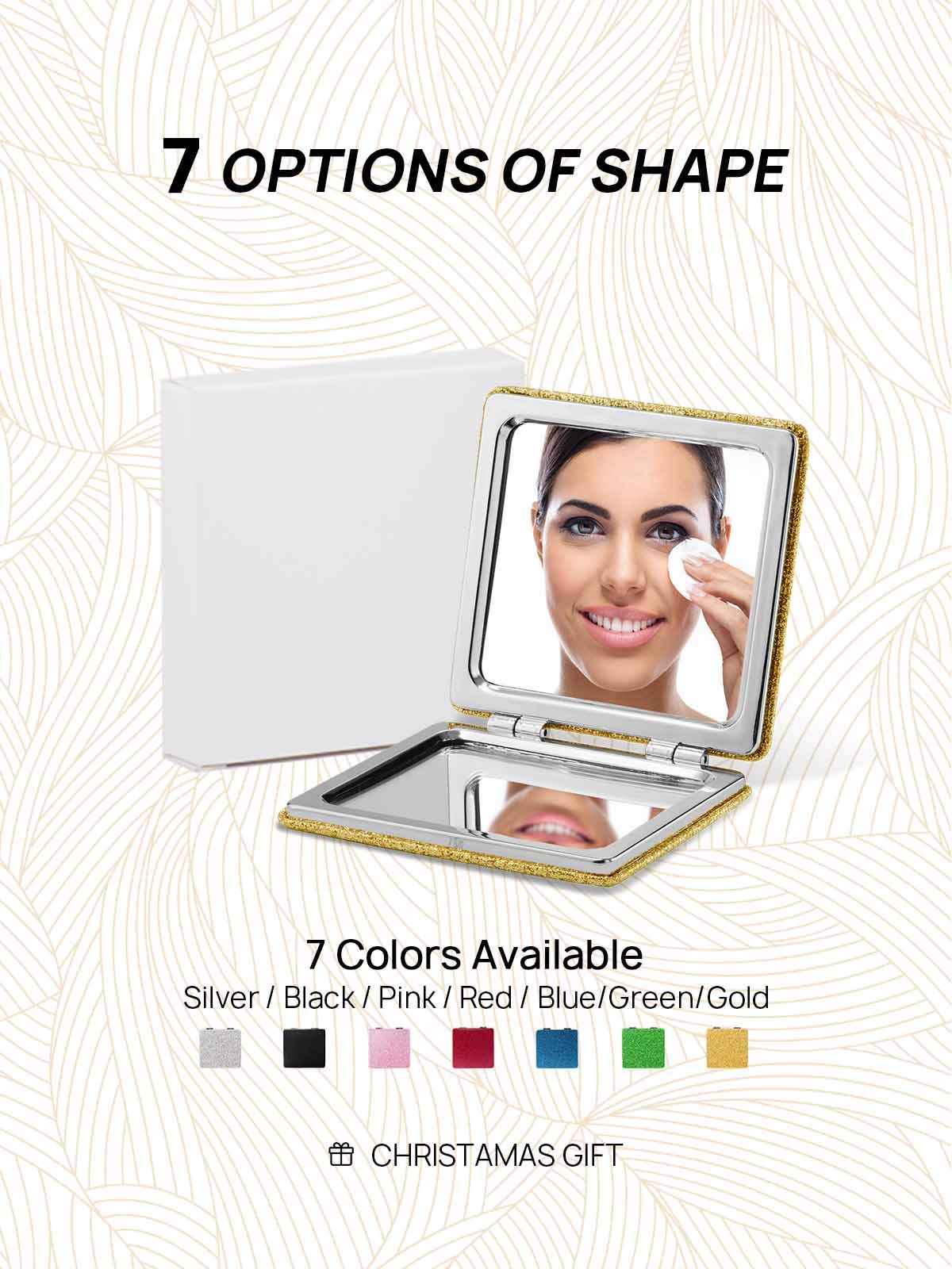 OMIRO Glitter PU Compact Mirror with 1X/3X Magnification - Ultra Portable Gold Makeup Mirror for Purse, Travel & Touch-Ups | Perfect for Home, Office & On-the-Go Beauty Essentials