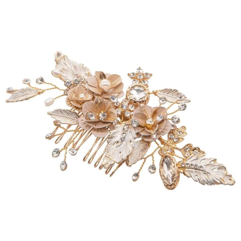 Elegant Bridal Hair Comb with Crystals & Pearls in Blush Pink - Perfect for Weddings, Prom, and Special Occasions