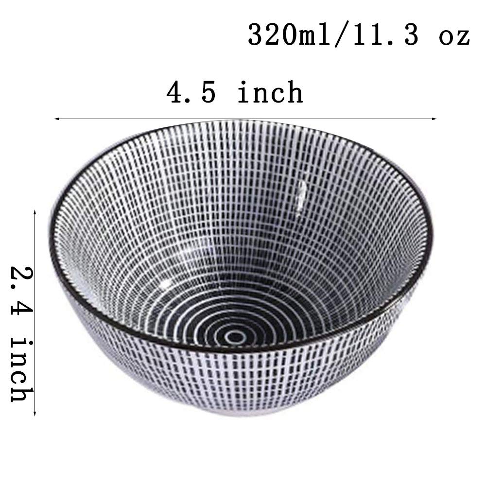 Premium Japanese Ceramic Rice Bowl Set of 4 - Small Porcelain Sushi Bowls for Soup, Snack, Cereal | Elegant Dining Tableware for Asian Cuisine, Ramen, Miso Soup & Home Decor