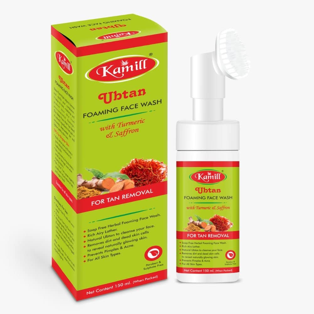 Kamill Ubtan Foaming Face Wash with Turmeric & Saffron - Brightening & Exfoliating Cleanser for Glowing Skin | Perfect for Daily Skincare Routine & Acne-Prone Skin
