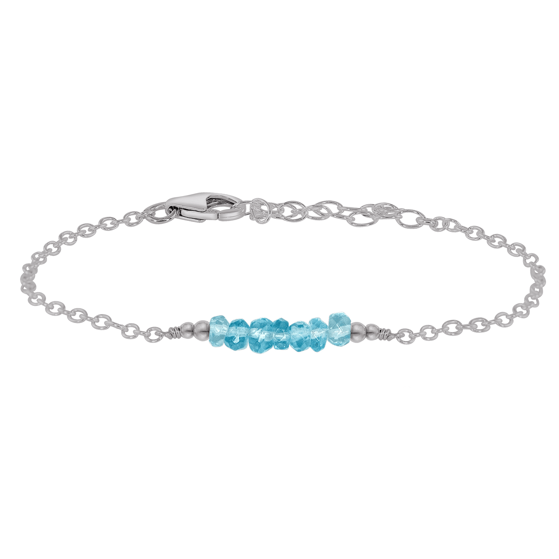 Sparkling Blue Apatite Gemstone Faceted Bead Bar Bracelet for Women - Handmade Adjustable Healing Crystal Jewelry for Meditation, Yoga & Spiritual Gifts