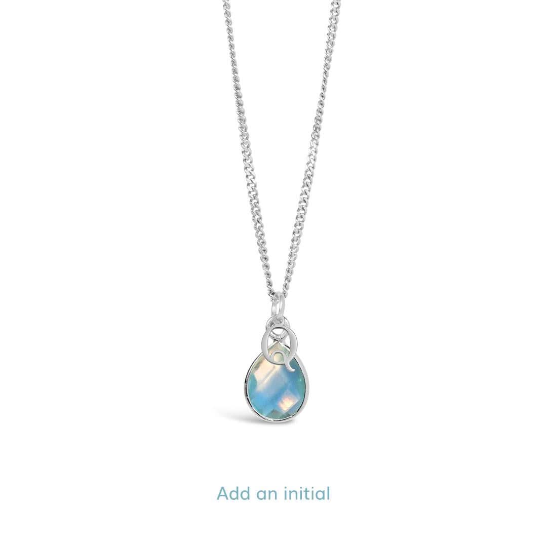 Blue Topaz Charm Necklace Sterling Silver | December Birthstone Jewelry Gift for Women | Perfect for Christmas, Birthday & Anniversary Gifts
