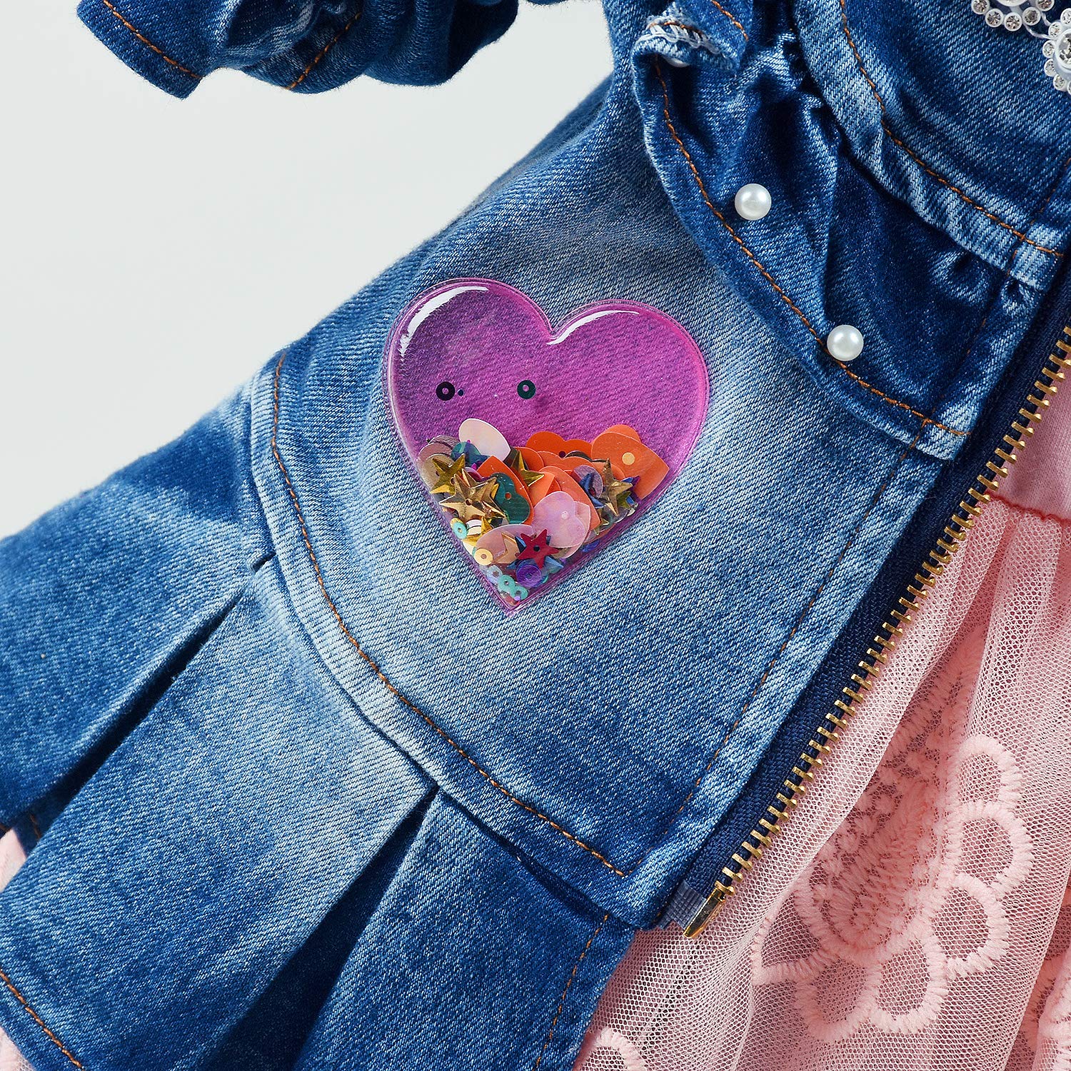 Peacolate 3-Piece Baby Girls Outfit Set - Long Sleeve T-Shirt, Denim Jacket & Jeans for Spring & Autumn | Cute Toddler Clothes for Playdates, Daycare & Family Photos
