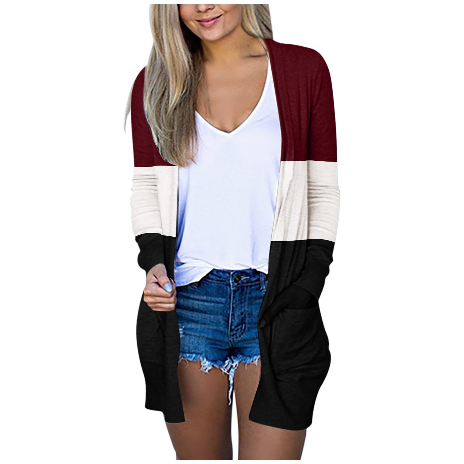 Women's Long Sleeve Cable Knit Cardigan Sweater - Lightweight Summer & Fall Loose Fit Open Front Cover Up - Perfect for Office, Date Night and Casual Outfits
