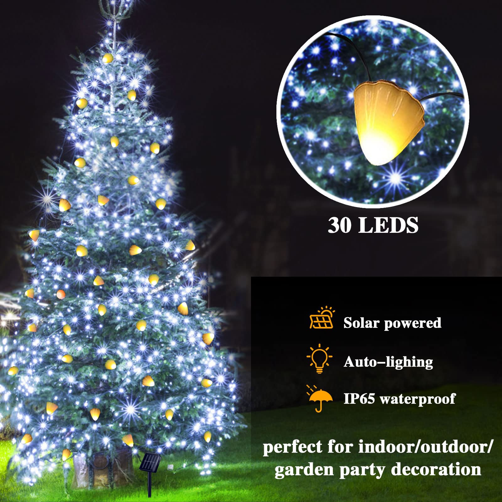 30 PCS Solar Mushroom Lights Outdoor - 8 Modes Waterproof Fairy Garden Lights with 800mAh Battery for Backyard, Wedding, Christmas Party (Warm White) | Perfect for Pathway Lighting, Garden Decoration & Holiday Festivals
