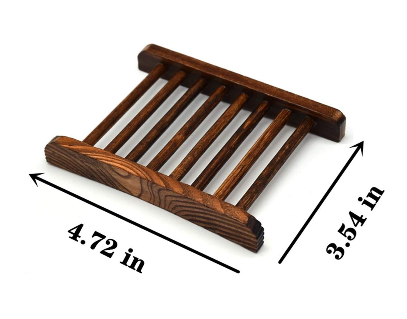 10-Piece Bamboo Wood Soap Holder Set - Handcrafted Wooden Soap Case for Bathroom, Bathtub & Shower - Natural Charcoal Finish - Perfect for Spa, Guest Bath & Luxury Home Decor