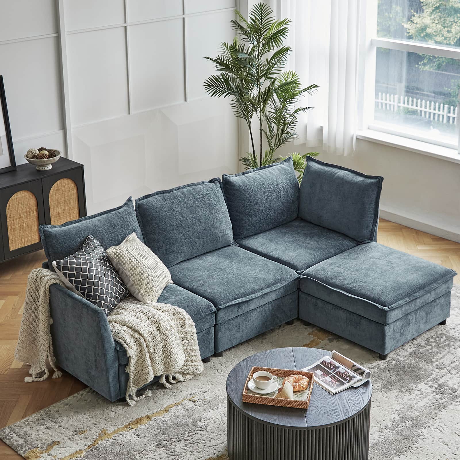 Harmetrix Oversized Soft Sectional Couch with Storage | Modern L-Shaped Sofa Bed with Hidden Compartment | Perfect for Living Room, Family Room & Small Spaces