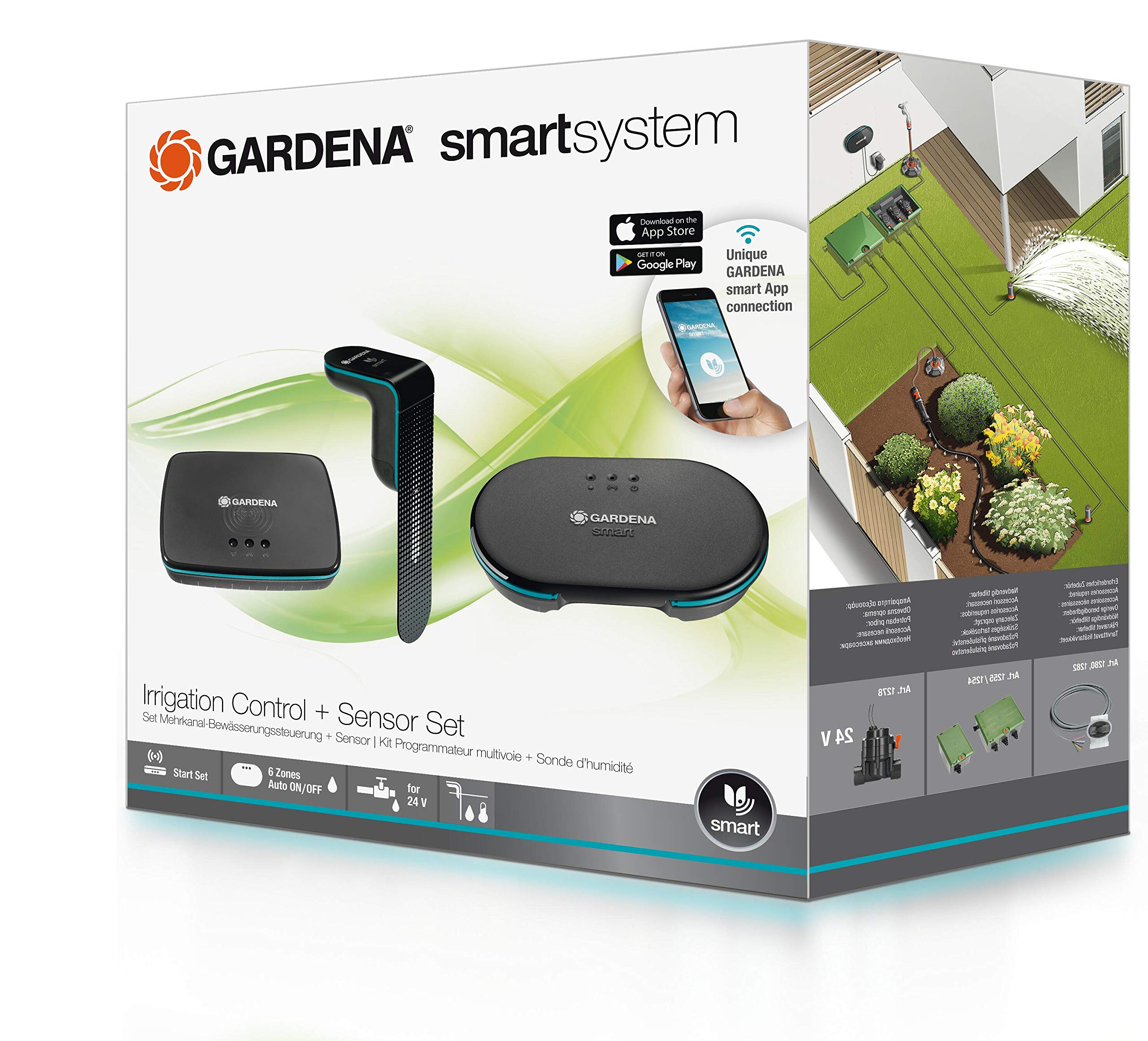 **Garden Smart Irrigation Control Sensor Set - 6 Valve System (24V) with Smart Sensor, Gateway & App Control - Ideal for Lawn, Garden & Landscape Watering (19209-20)**