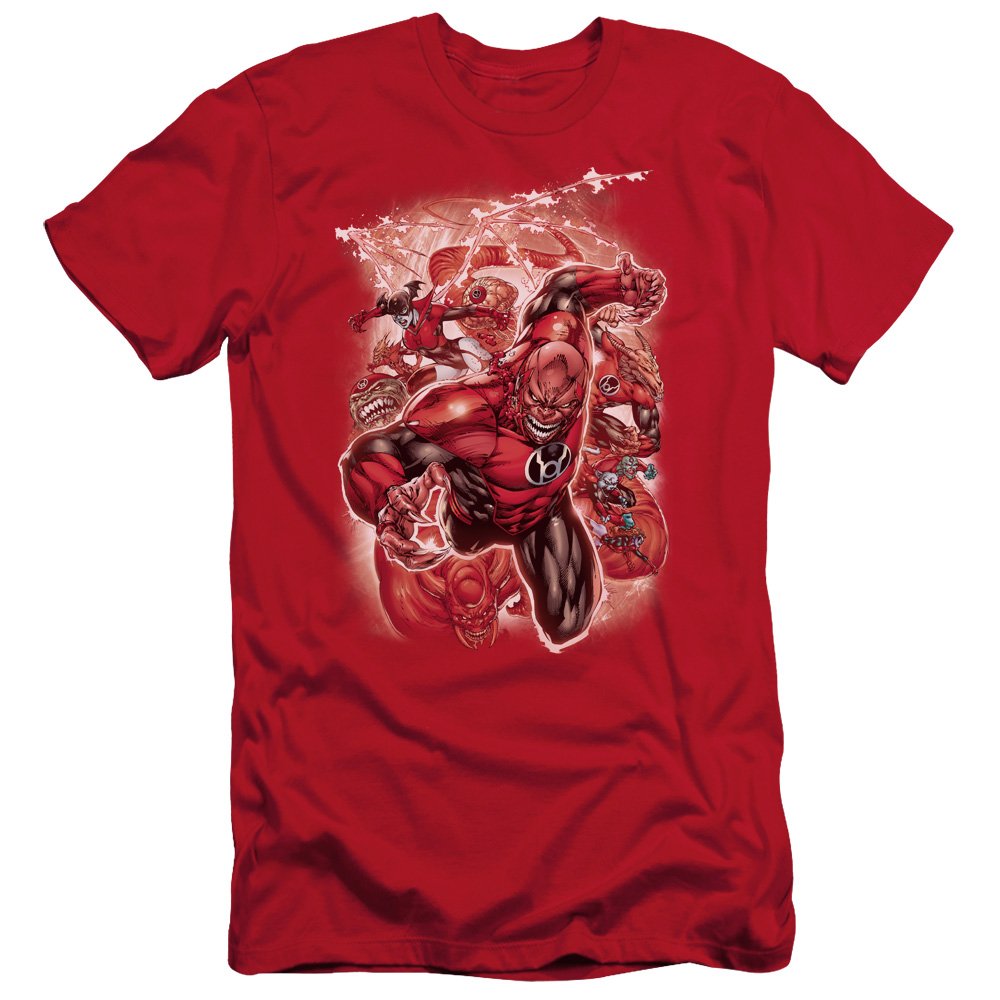 Trevco Green Lantern vs Red Lanterns No.1 Graphic T-Shirt - Short Sleeve Adult Tee (Red, 2XL) - Comic Book Superhero Shirt for Fans & Cosplay