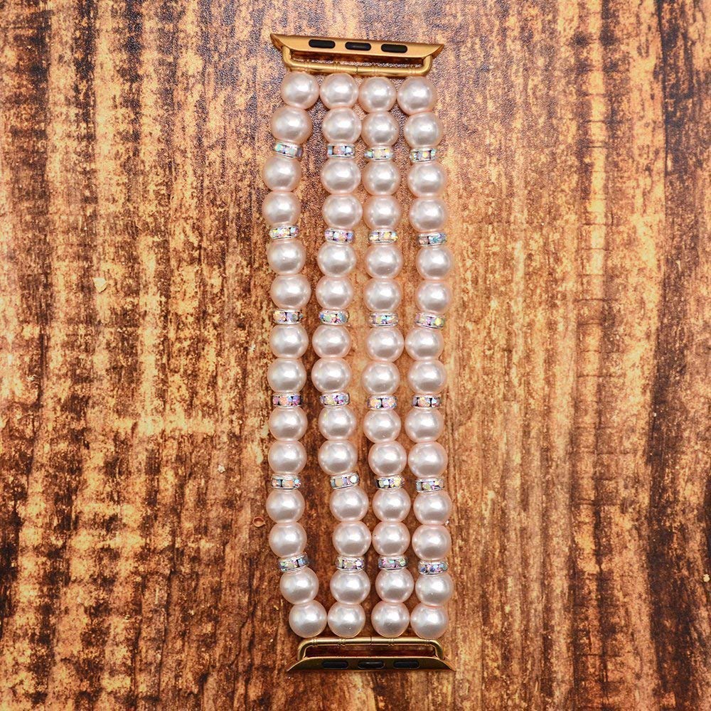 Genuine Fake Pearl Watch Band 38mm 40mm 42mm 44mm Compatible with Apple Watch Series 1-9 & SE - Elegant Watch Strap Accessory for Women & Men - Perfect for Formal Events, Weddings & Daily Wear