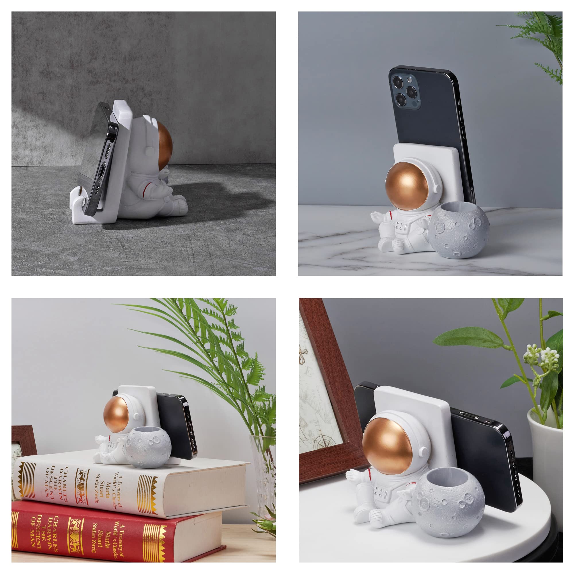 Multifunctional Astronaut Phone Stand with Pen Holder - Space-Themed Cell Phone Dock & Desktop Organizer for Office, Home, or Gift