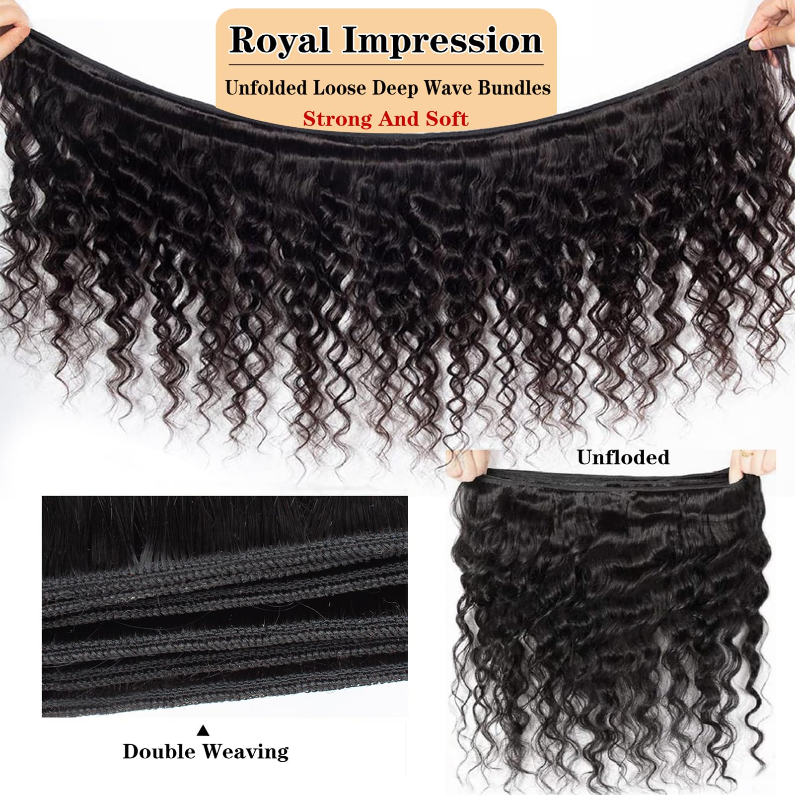 Royal Impression 12A Loose Wave Bundles - 100% Unprocessed Brazilian Virgin Human Hair Weave (24