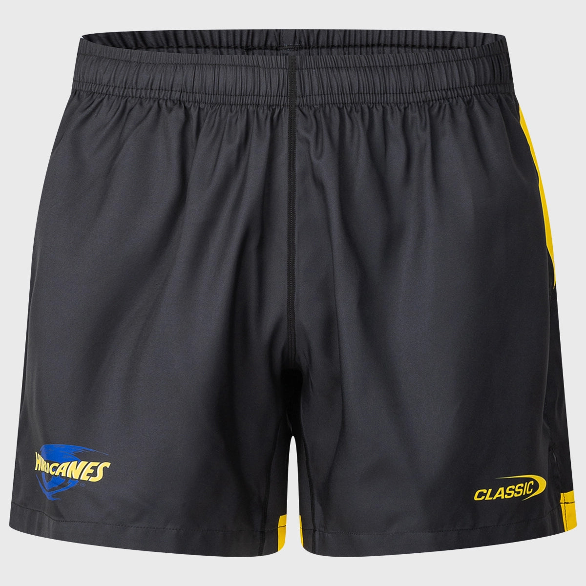 2025 Classic Hurricanes Super Rugby Performance Gym Shorts - Black | High-Quality Breathable Athletic Shorts for Rugby, Training & Workouts