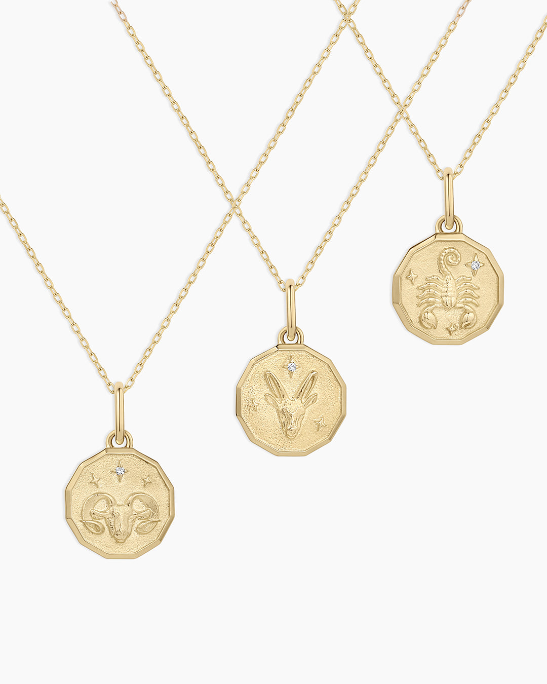 12 Zodiac Diamond Coin Charm Necklace - Elegant Gold Pendant for Women - Perfect for Birthdays, Anniversaries & Gifts