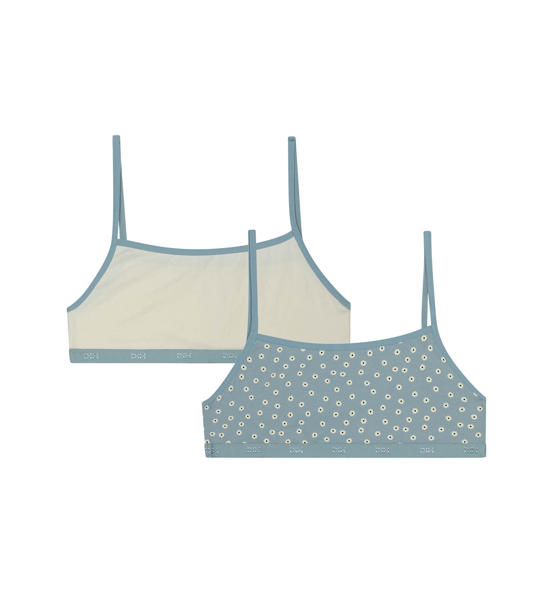 2 Pack Girls' Cotton Floral Print Bralettes with Pockets - Comfortable & Stylish for School, Play, and Everyday Wear