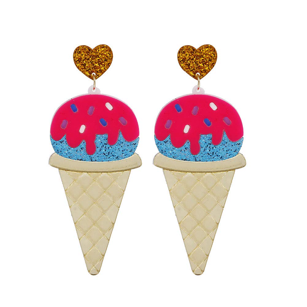 Funny Acrylic Donut & Ice Cream Earrings - Cute Cartoon Dangle Drop Food Jewelry for Women & Teen Girls | Colorful Fashion Accessories for Parties, Gifts & Everyday Wear