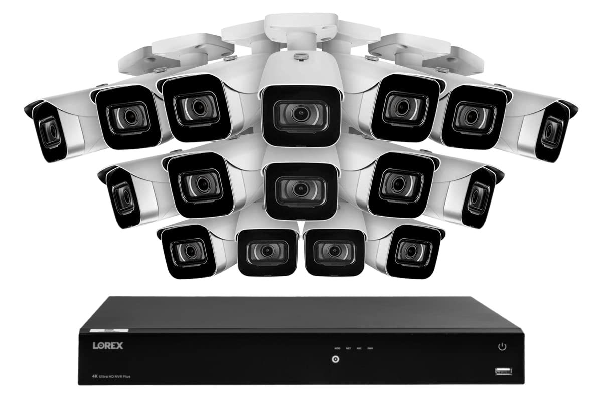 16-Channel 4K (8MP) Fusion NVR Security System with IP Cameras - 16 Camera Surveillance Kit in White | Home & Business Security Monitoring Solution