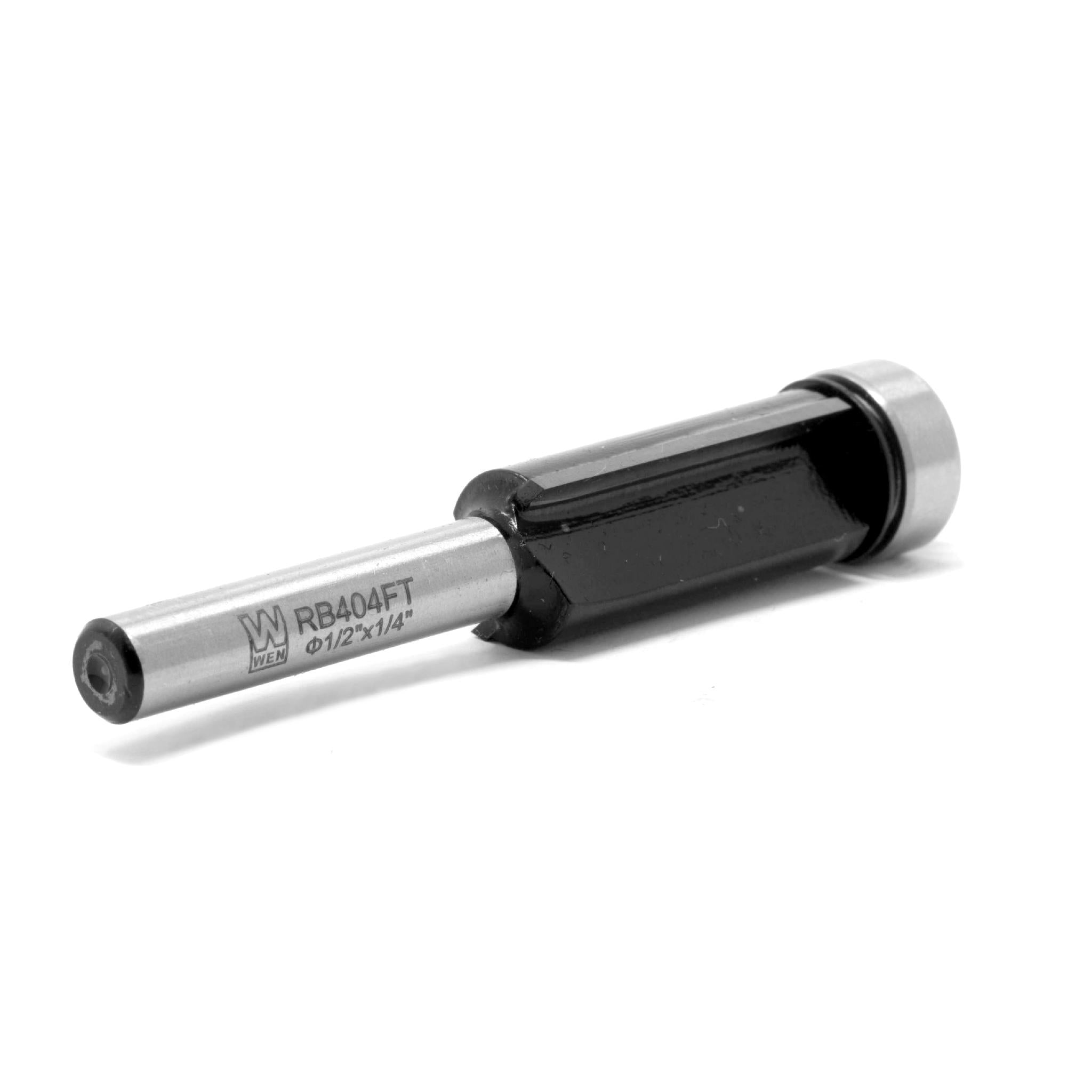 WEN RB404FT 1/2 Inch Flush Trim Carbide Tipped Router Bit with 1/4 Inch Shank & 1 Inch Cutting Length - Perfect for Woodworking, Cabinet Making, and DIY Projects