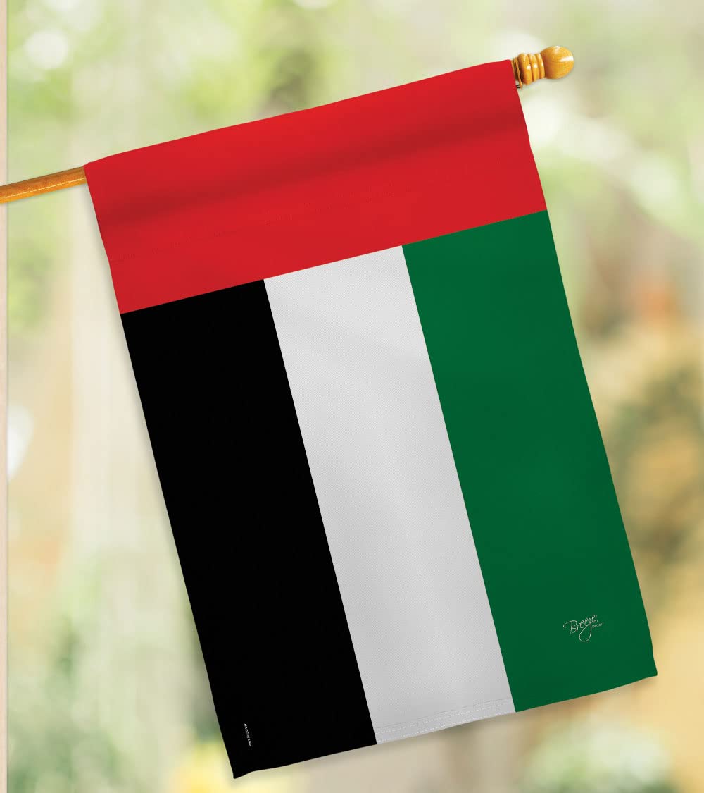 UAE National Flag Set 28x40in with Pole - Home & Garden Decor