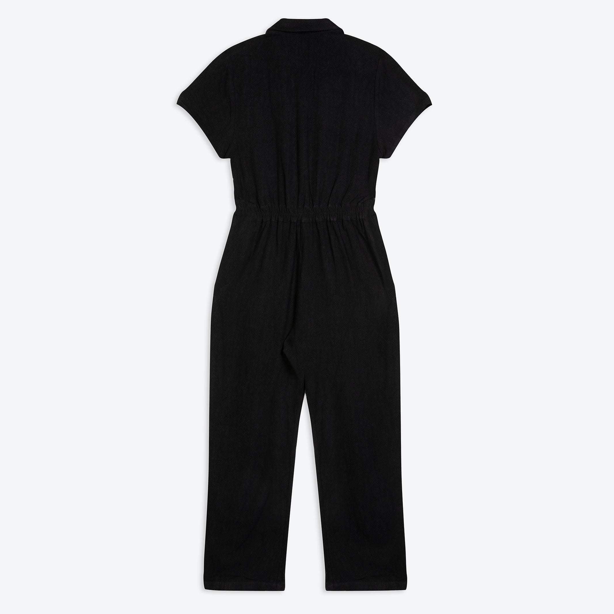 Lowie Linen Viscose Black Boilersuit Jumpsuit for Women - Comfortable & Stylish One-Piece Outfit for Casual Wear, Work, or Travel