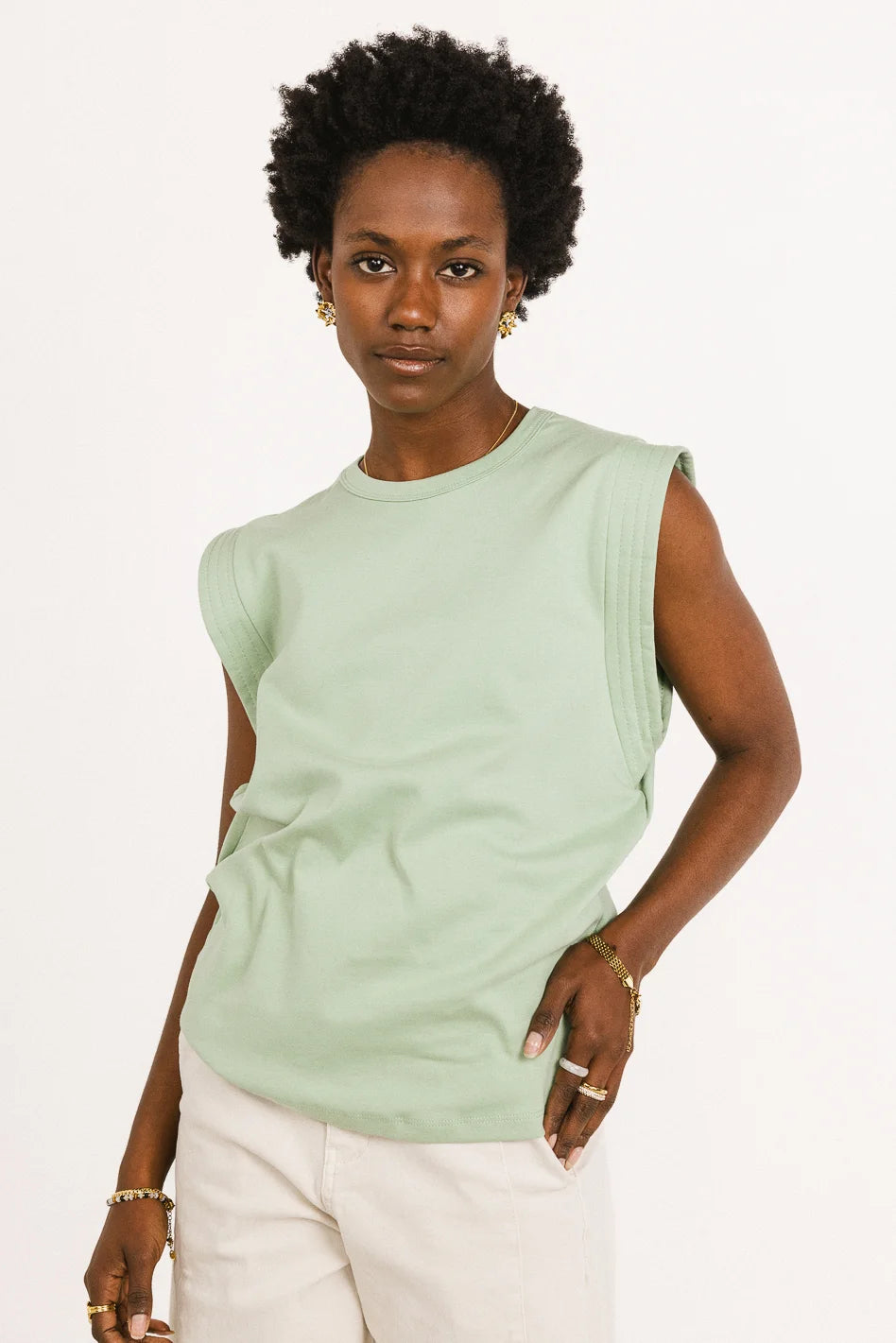 Maguire Muscle Tee in Sage Green - Men's Workout Shirt for Gym & Training | Final Sale