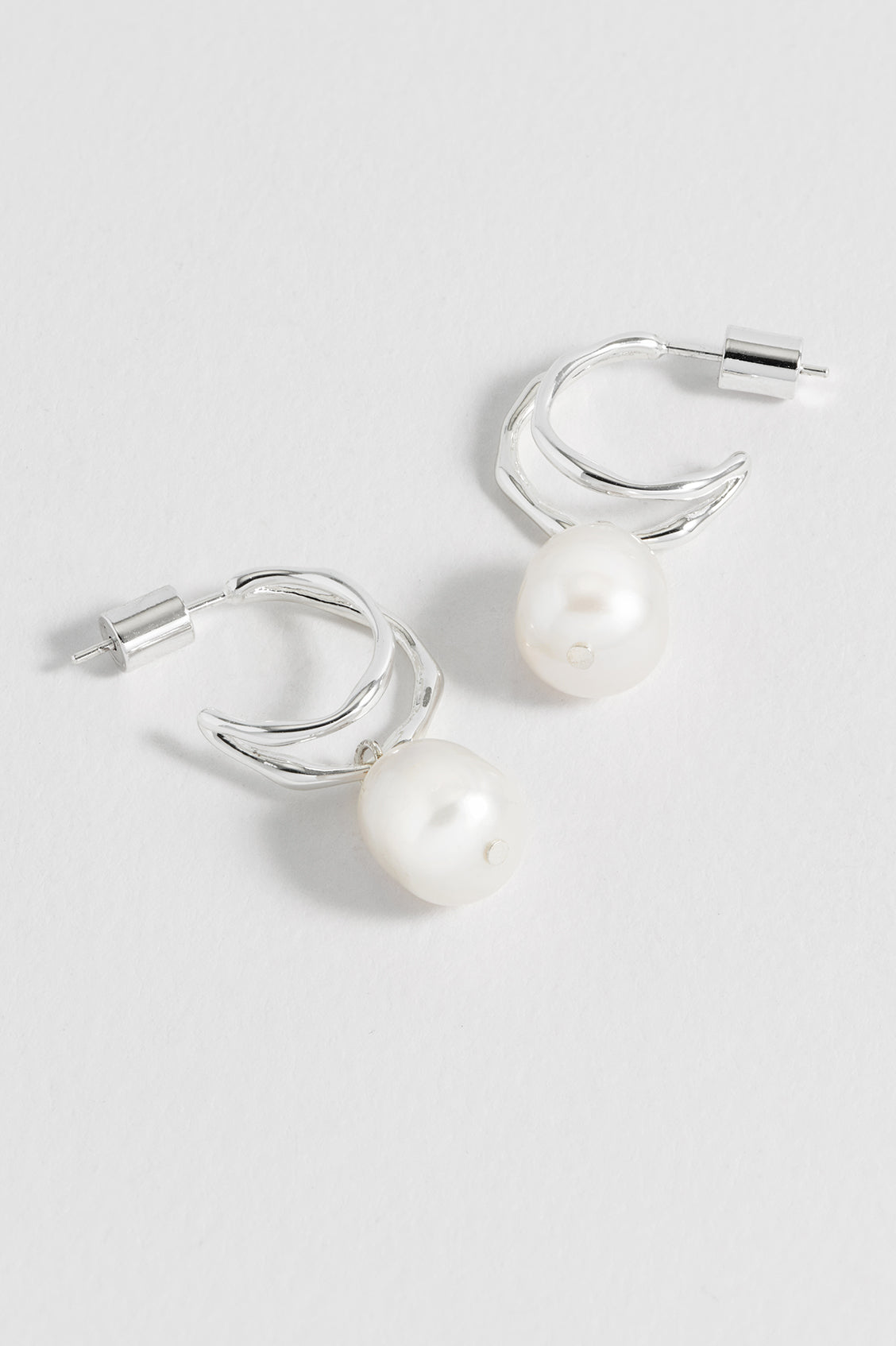 Molton Pearl Double Hoop Earrings for Women - Elegant 925 Sterling Silver Pearl Drop Earrings | Perfect for Weddings, Parties & Everyday Wear