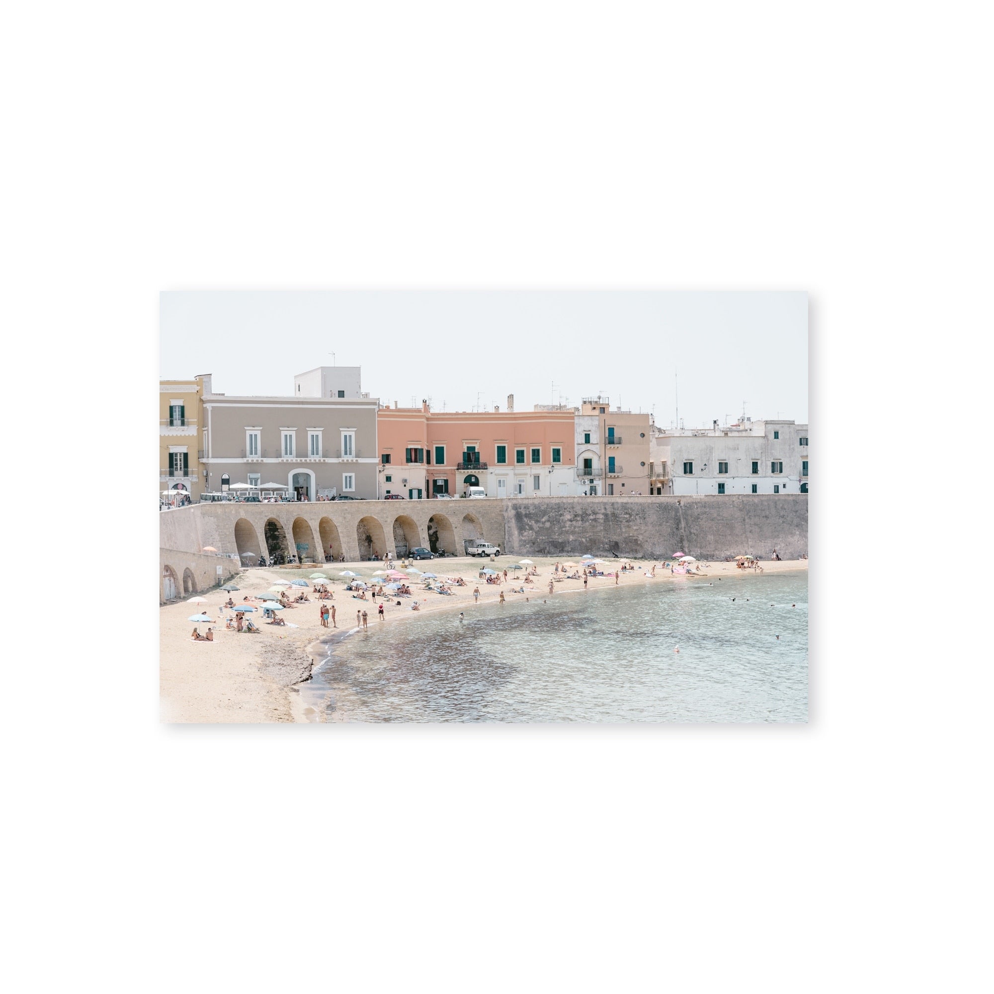Beach Gallipoli Italy Framed Textured Wall Art - Coastal Landscape Painting for Living Room, Bedroom & Office Decor