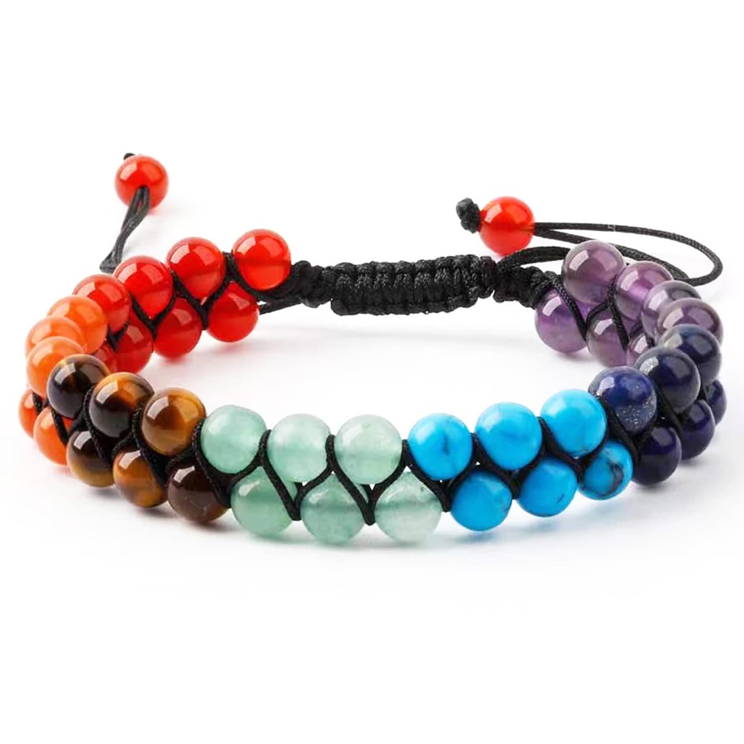 KRASDALLS 7 Chakra Yoga Meditation Bracelet - Spiritual Reiki Healing Crystal Stone Bracelet for Women & Men - Double Layer Natural Gemstone Beads for Stress Relief & Positive Energy - Perfect for Yoga, Meditation & Daily Wear