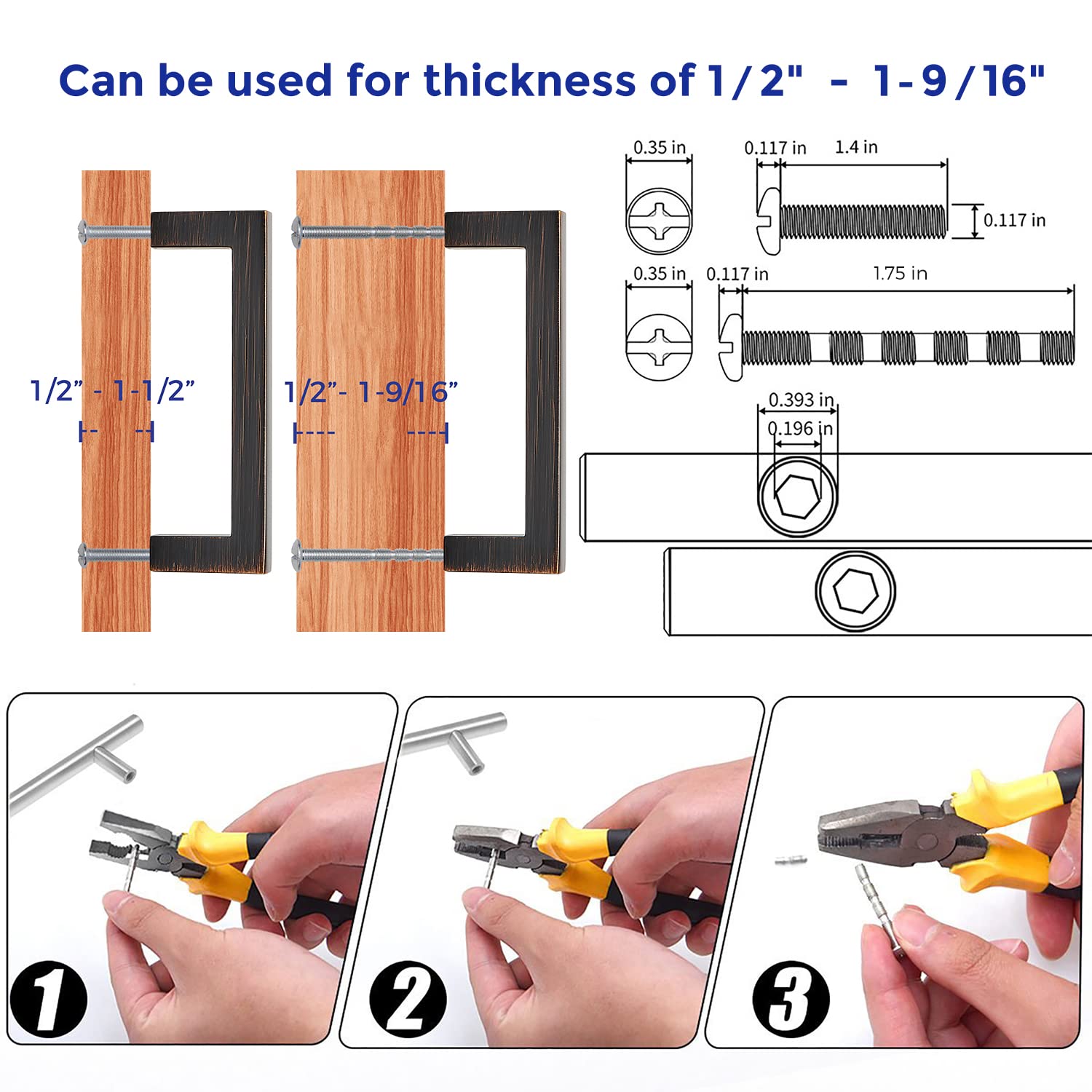10 Pack Solid 3 Inch Center to Center Slim Square Bar Drawer Handles - Oil-Rubbed Bronze Cabinet Pulls for Kitchen, Bathroom & Furniture (Modern Hardware Upgrade)