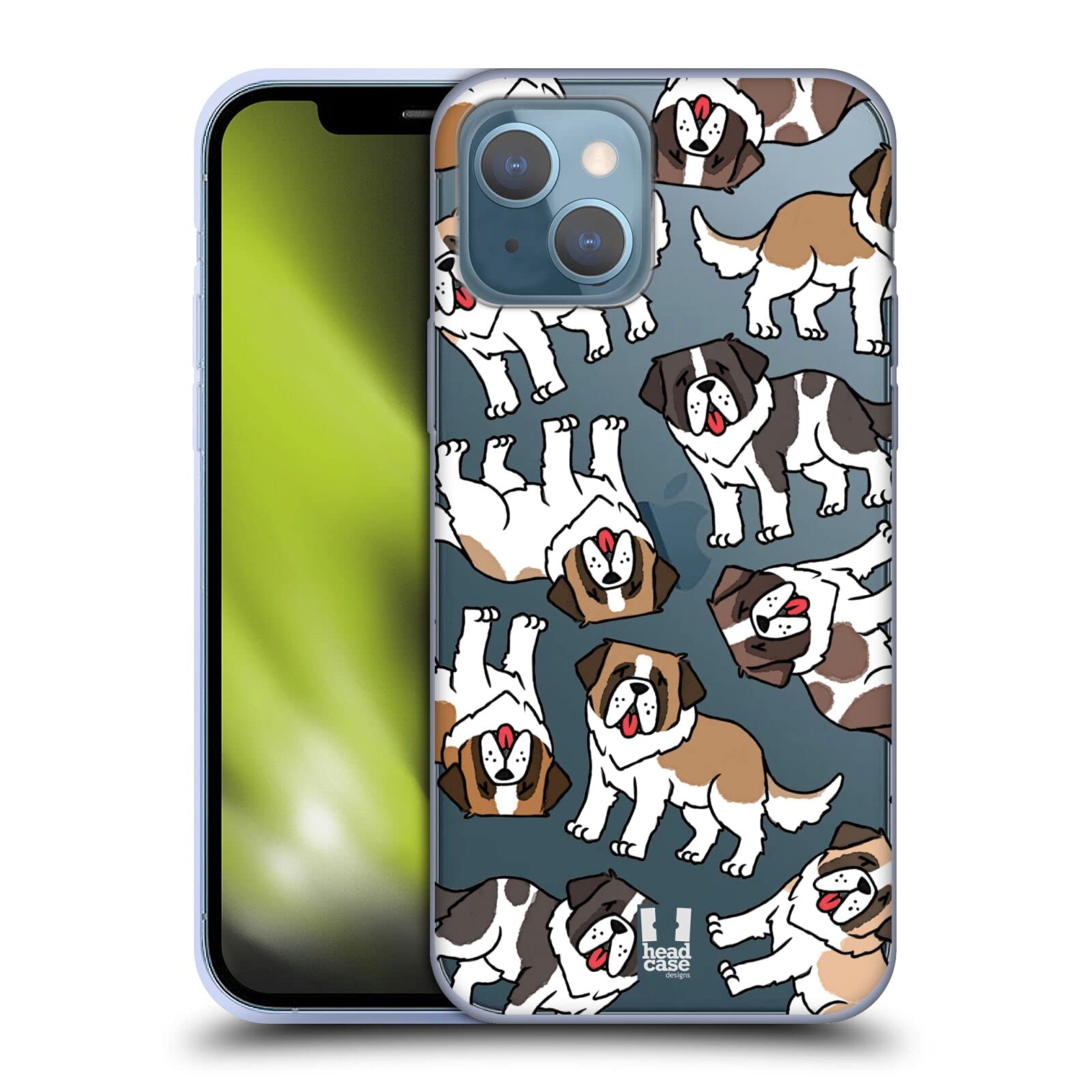 St. Bernard Dog Breed Soft Gel Phone Case Compatible with Apple iPhone 13 - Cute Pet Lover Protective Cover for Everyday Use, Work & Travel