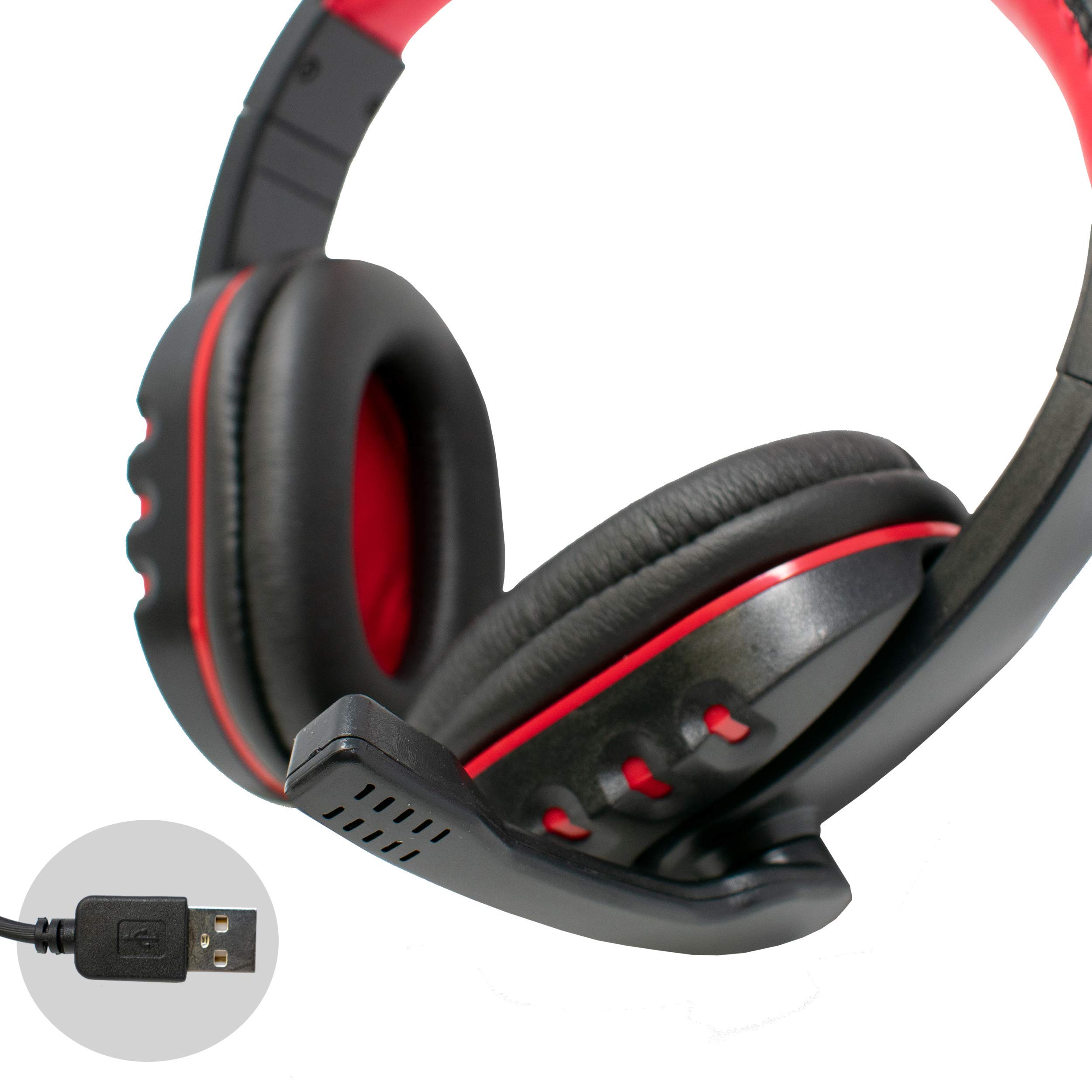 Dynamode MX-878 USB Stereo Headset with Noise-Canceling Microphone & Inline Volume Control - Compatible with PC, Laptop, Skype, Zoom - Perfect for Online Meetings, Gaming & Remote Work