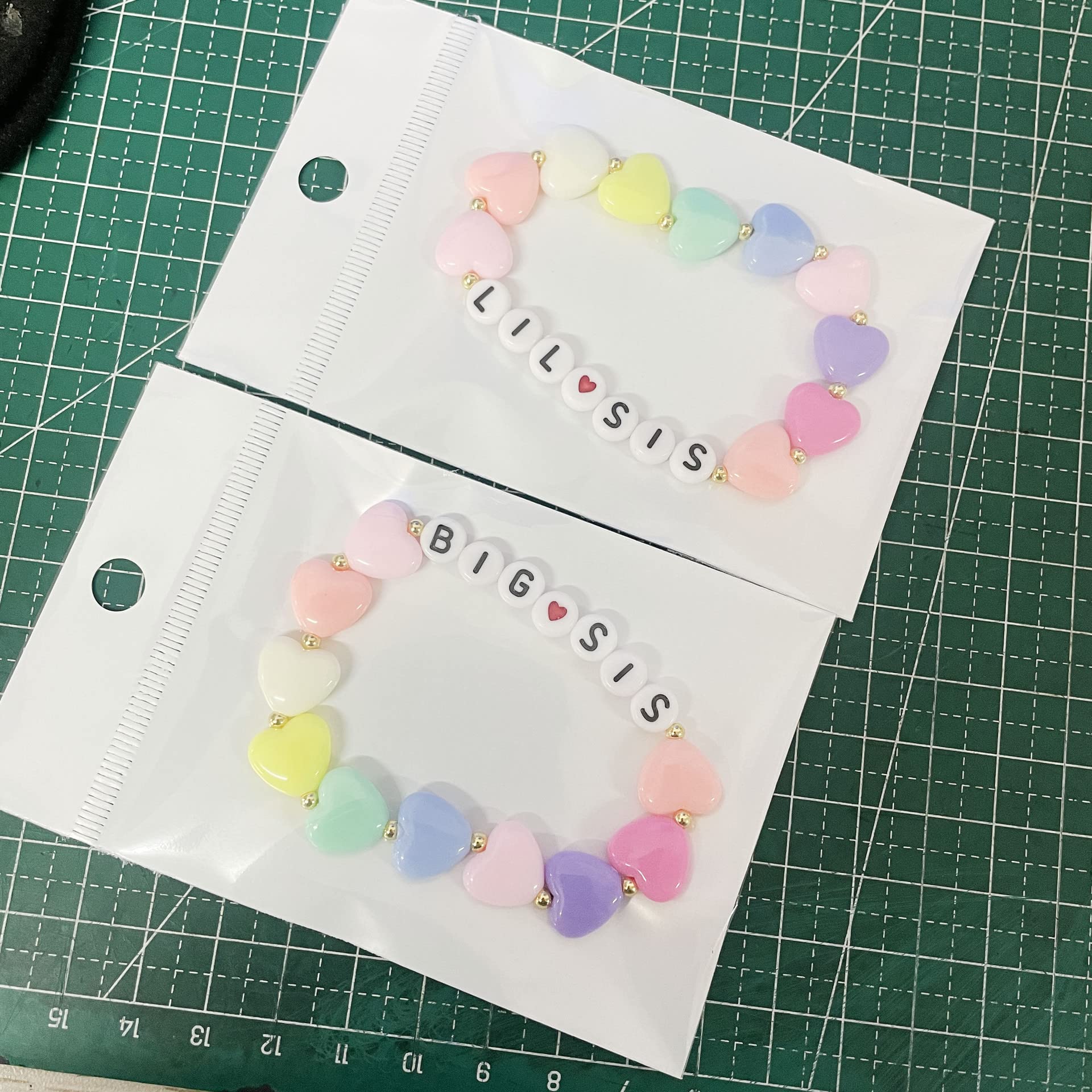 Pastel Rainbow Heart Big Sister Bracelet - Cute Little Sister Gift for Birthday & Announcement - Matching Sister Jewelry for Special Occasions & Everyday Wear